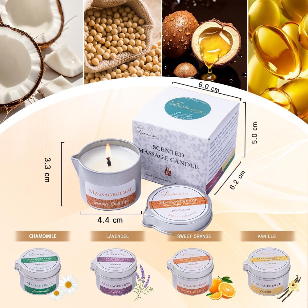 Thumbnail 3 de Massage Oil Candle Low Temp Scented Candle for Body SPA – Vanille, 50 ml – Geschenkset