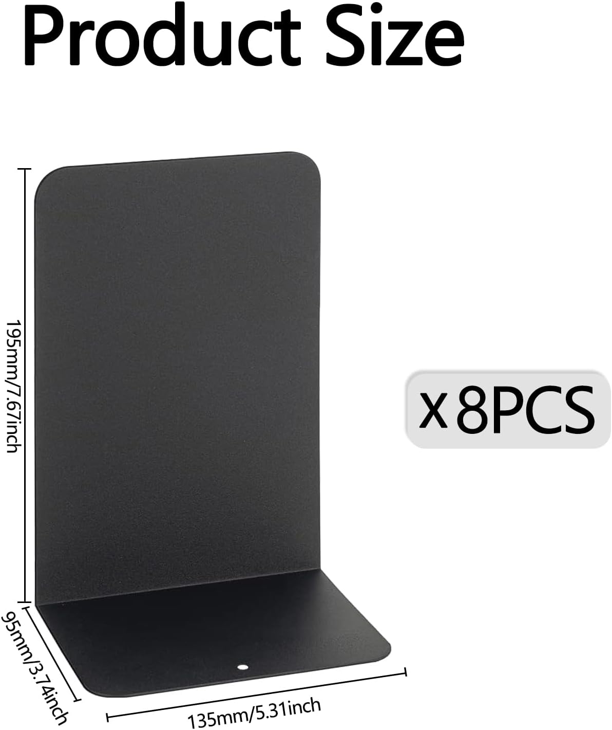 Detalle 2 de 8Pcs Black Decorative Metal Book Ends
