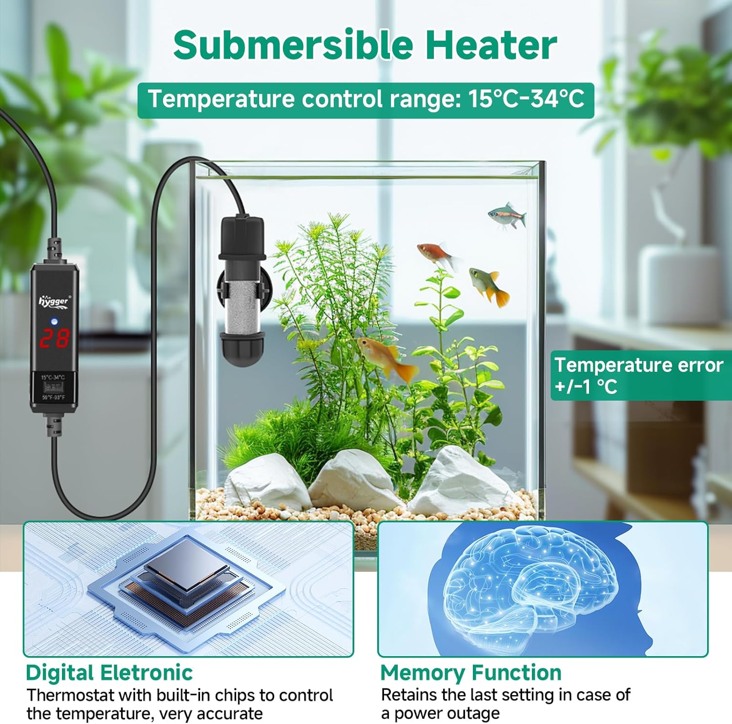 Thumbnail 4 de hygger Aquarium Heizung 10W 15–34°C