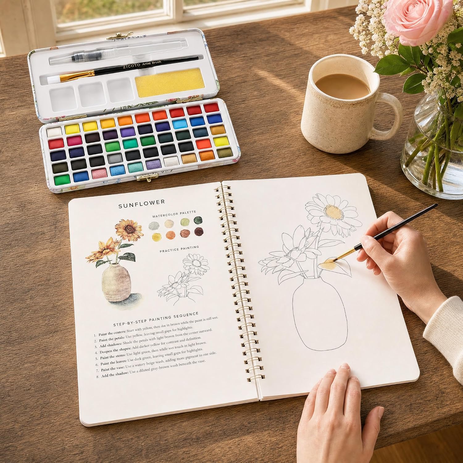 Thumbnail 4 de ZICOTO Watercolor Paint Set, 50 Colors