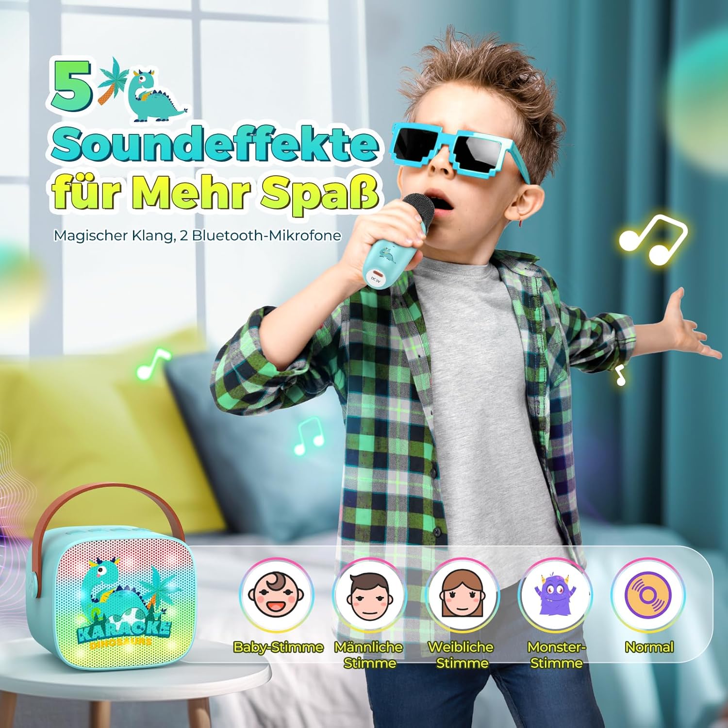 Thumbnail 3 de Dislocati Karaoke-Mikrofon-Dinosaurier-Set für Kinder von 3–12 Jahren