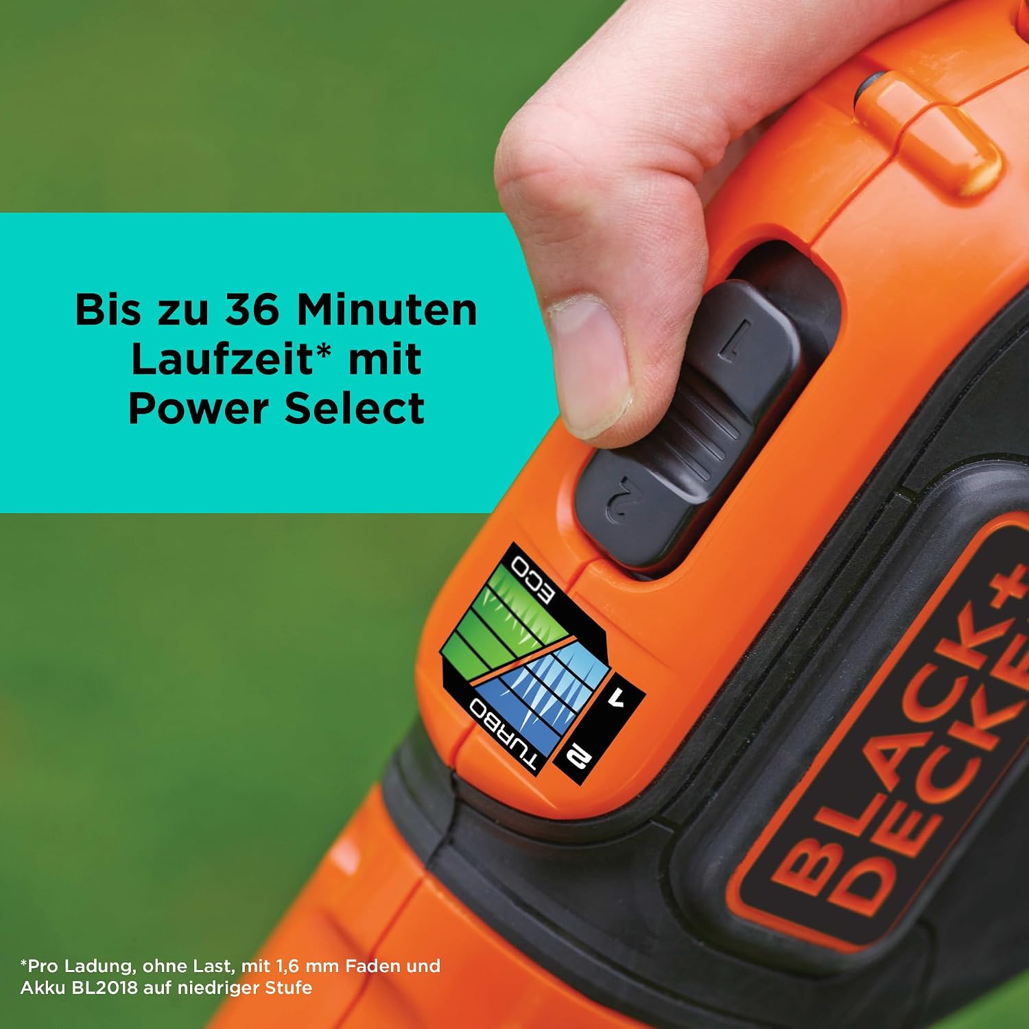 Detalle de BLACK+DECKER 18V Akku-Rasentrimmer BCST918B – 28 cm Schnittbreite, AFS Reflex Fadenverlängerung, verstellbarer Zweithandgriff