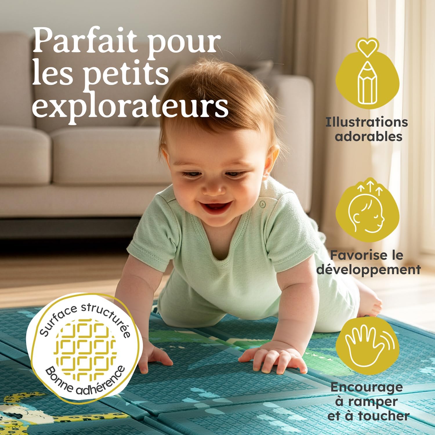 Thumbnail 5 de Laleni tapis d’éveil bébé pliable 120 x 150 x 1 cm, imperméable antidérapant (intérieur/extérieur) motif animalier