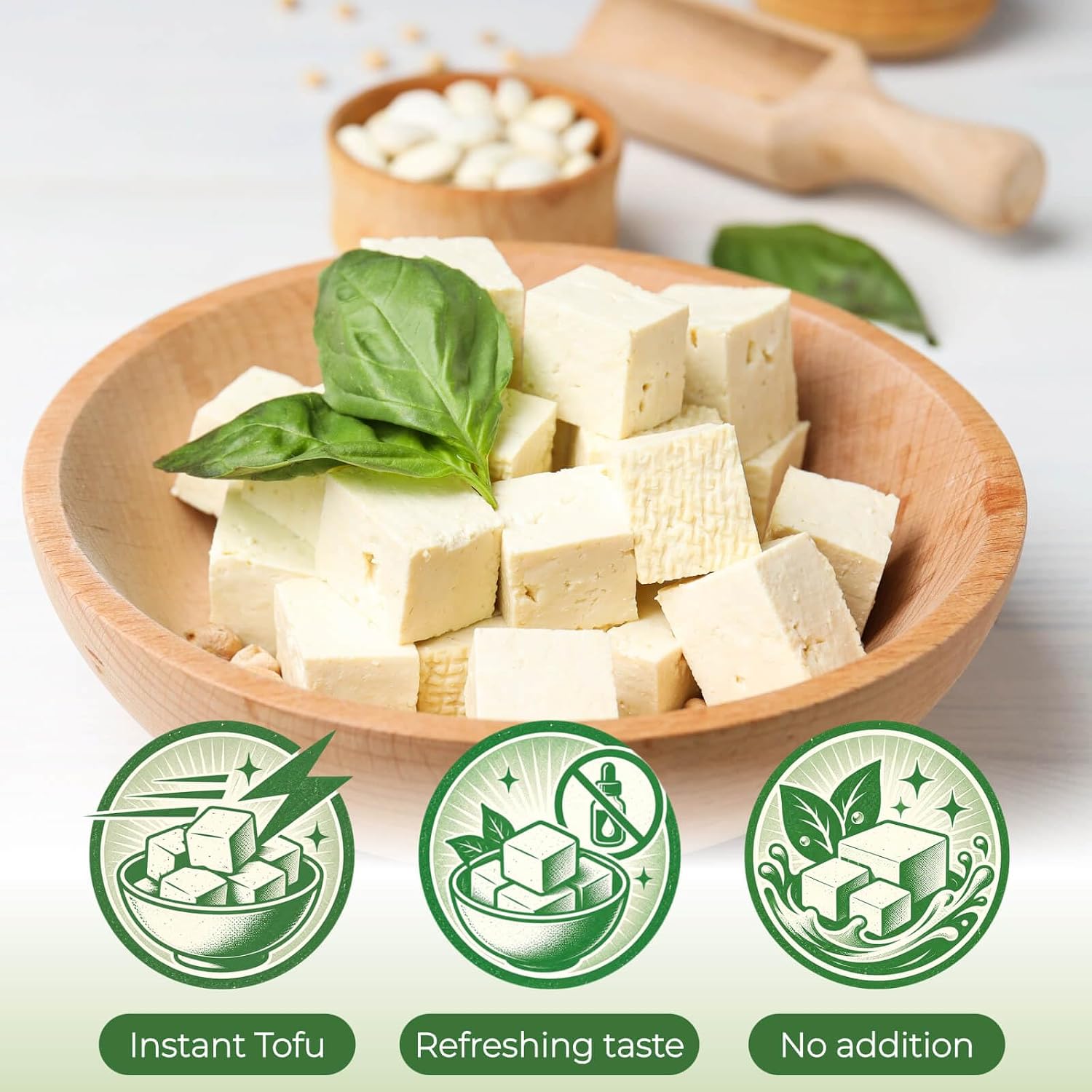 Detalle de Egcina Freeze-Dried Tofu Cubes, 7 oz, 1 cm Pieces in a Resealable Jar