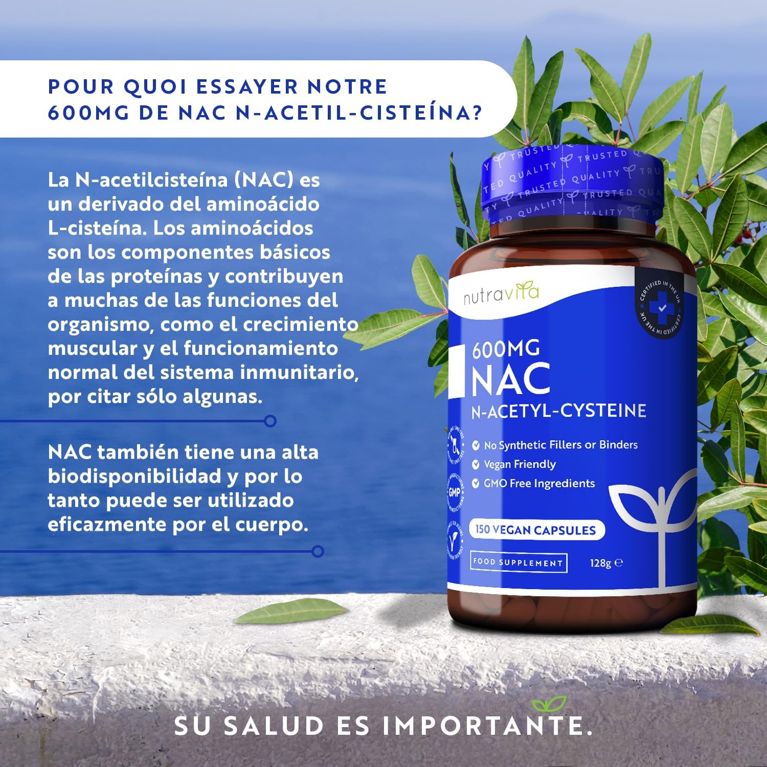 Thumbnail 1 de Nutravita NAC N-acetil-cisteína 600 mg 🍃 - 150 cápsulas veganas