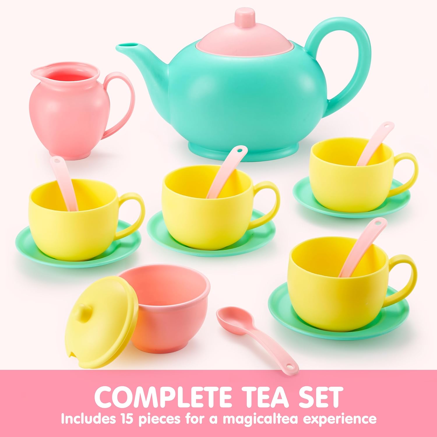 Detalle 2 de JOYIN Pretend Play Tea Party Set (18 pcs) BPA & PVC-free plastic tea set