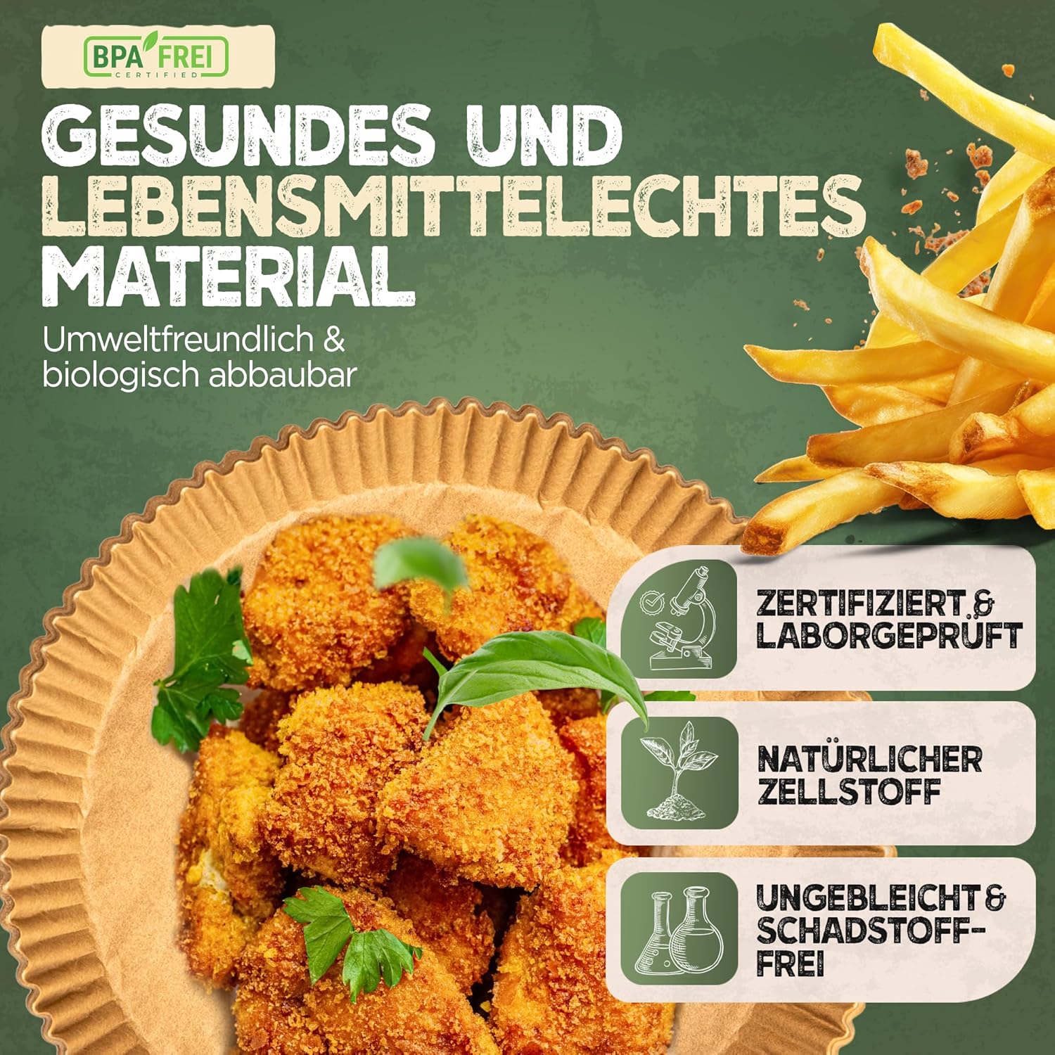 Thumbnail 5 de KNUSPERLIEBE® Backpapier für Heißluftfritteuse (Airfryer) – Rund, ölbeständig, 2–4,4 L, 16–20 cm – 100 Stück