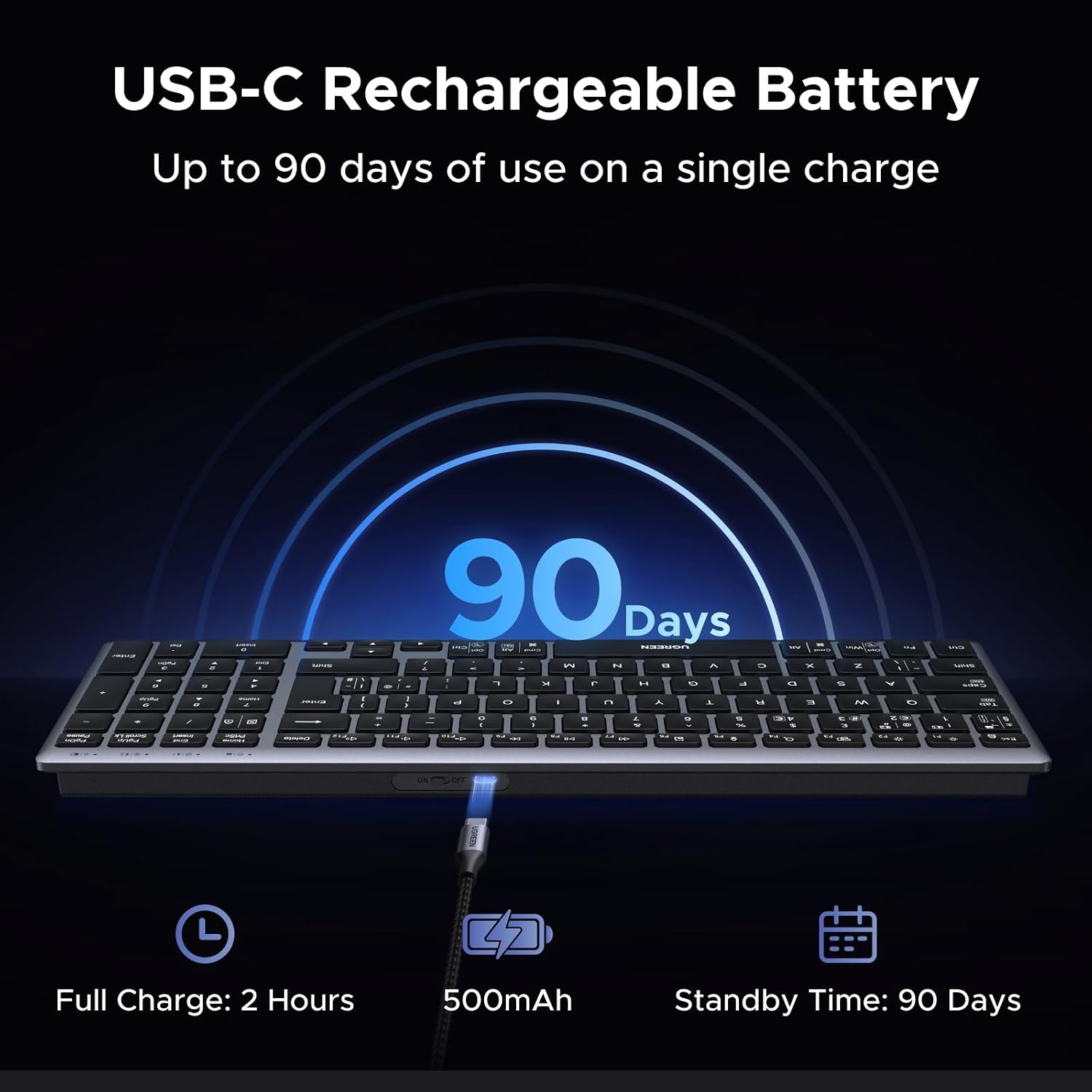 Thumbnail 4 de UGREEN Wireless Keyboard UK Layout