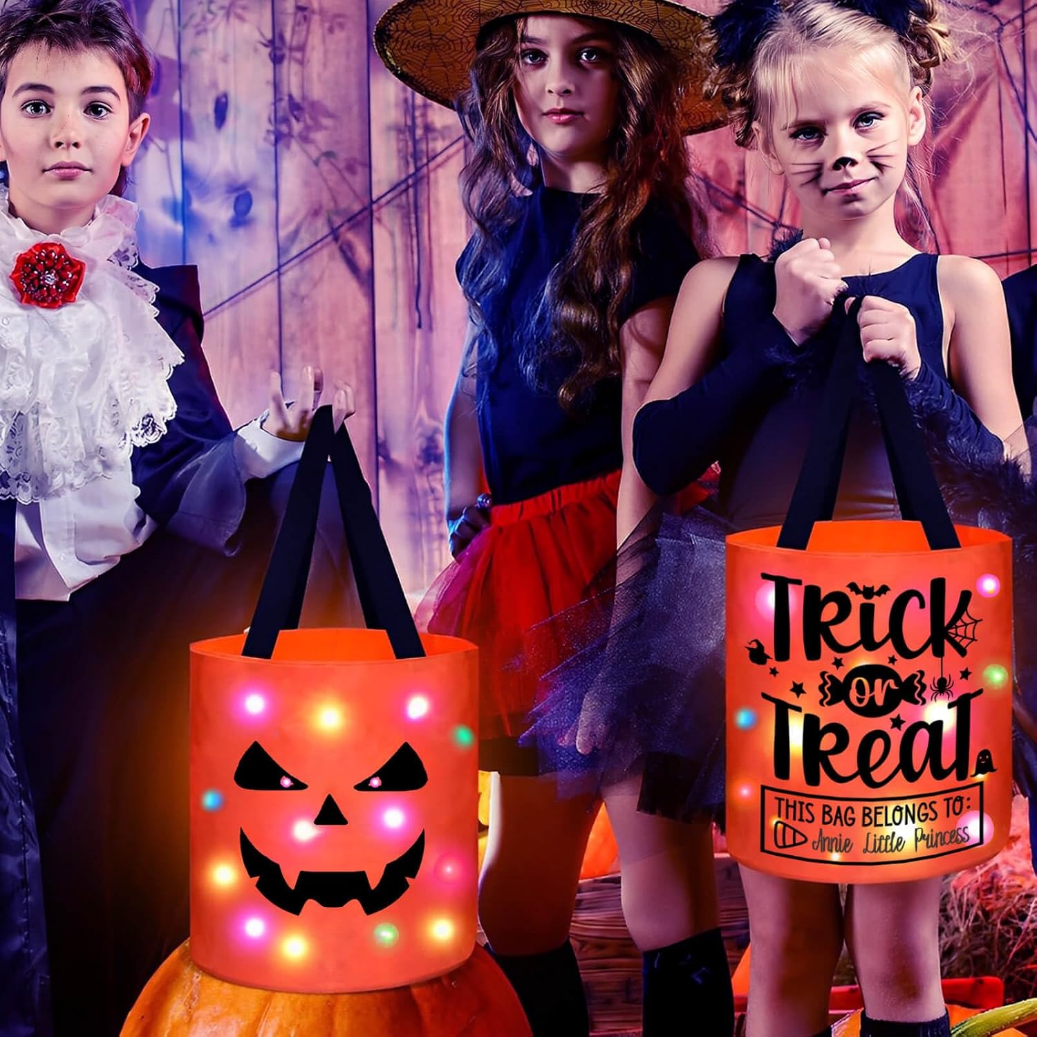 Light-up Halloween treat bucket, ghost design