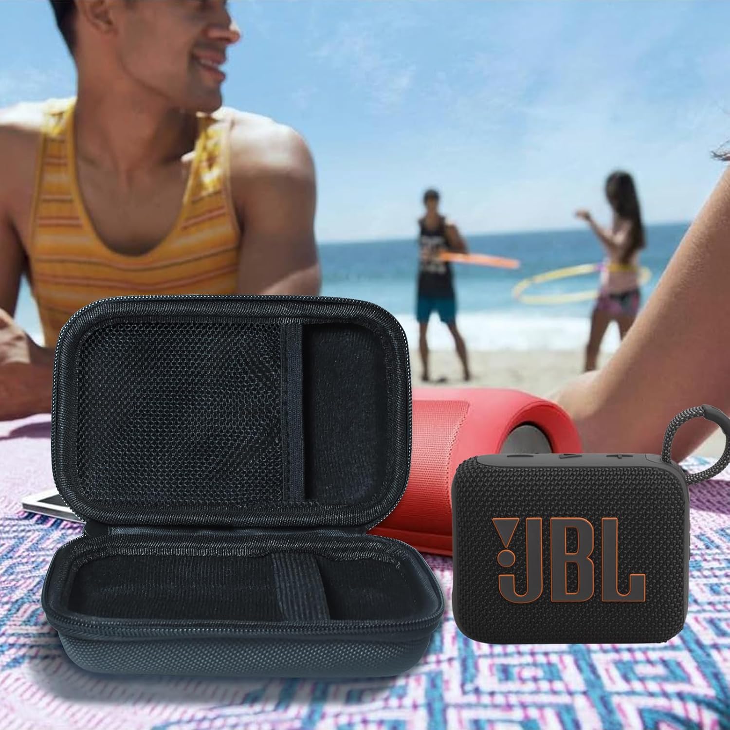 Thumbnail 4 de Schutztasche Hülle für JBL GO 4 / GO 3 Bluetooth-Lautsprecher (EVA, stoßfest & wasserabweisend) – Schwarz