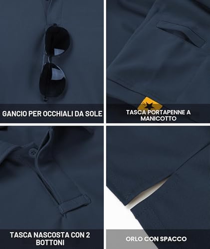 Detalle de JACKETOWN Polo Shirt Uomo Manica Corta – asciugatura rapida, traspirante e versatile per sport e tempo libero