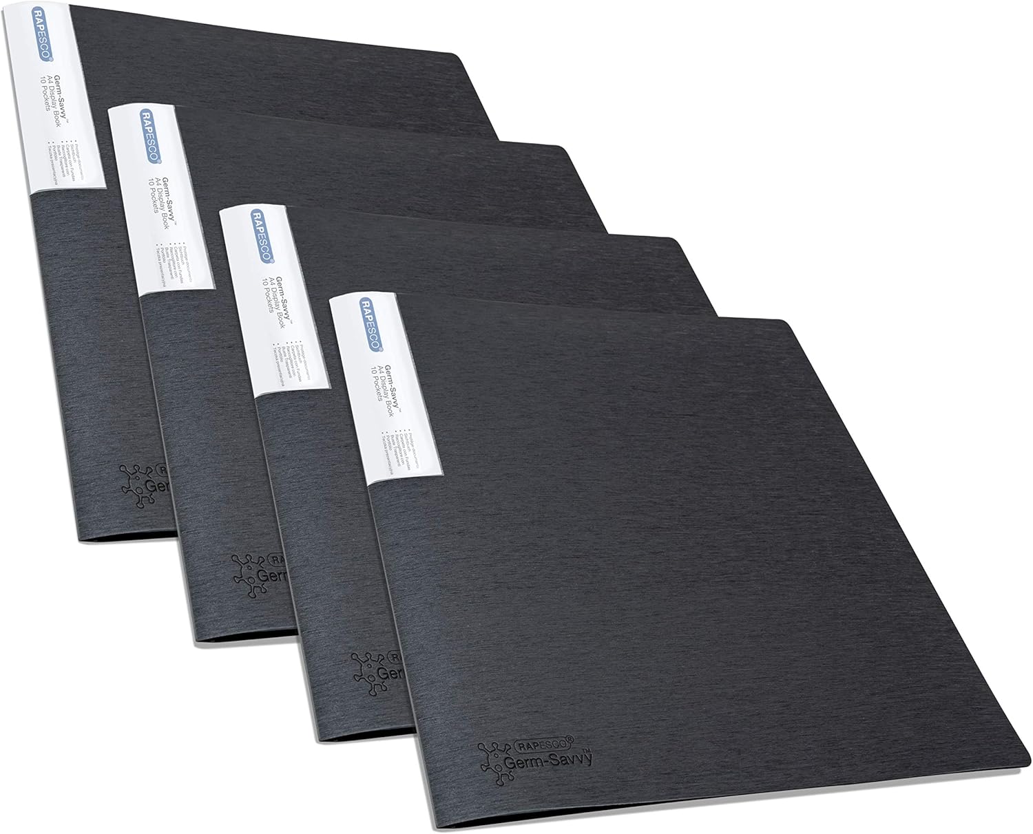 Detalle 2 de Rapesco 1645 Presentation Folder with Antibacterial Protection, 100 Pockets, A4, Black, Pack of 2