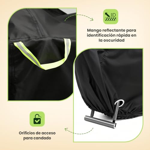 Detalle de IPSXP Funda para Bicicleta Exterior en Oxford 210D (82 x 44 x 30 in) – protección total frente al agua, nieve, polvo y UV
