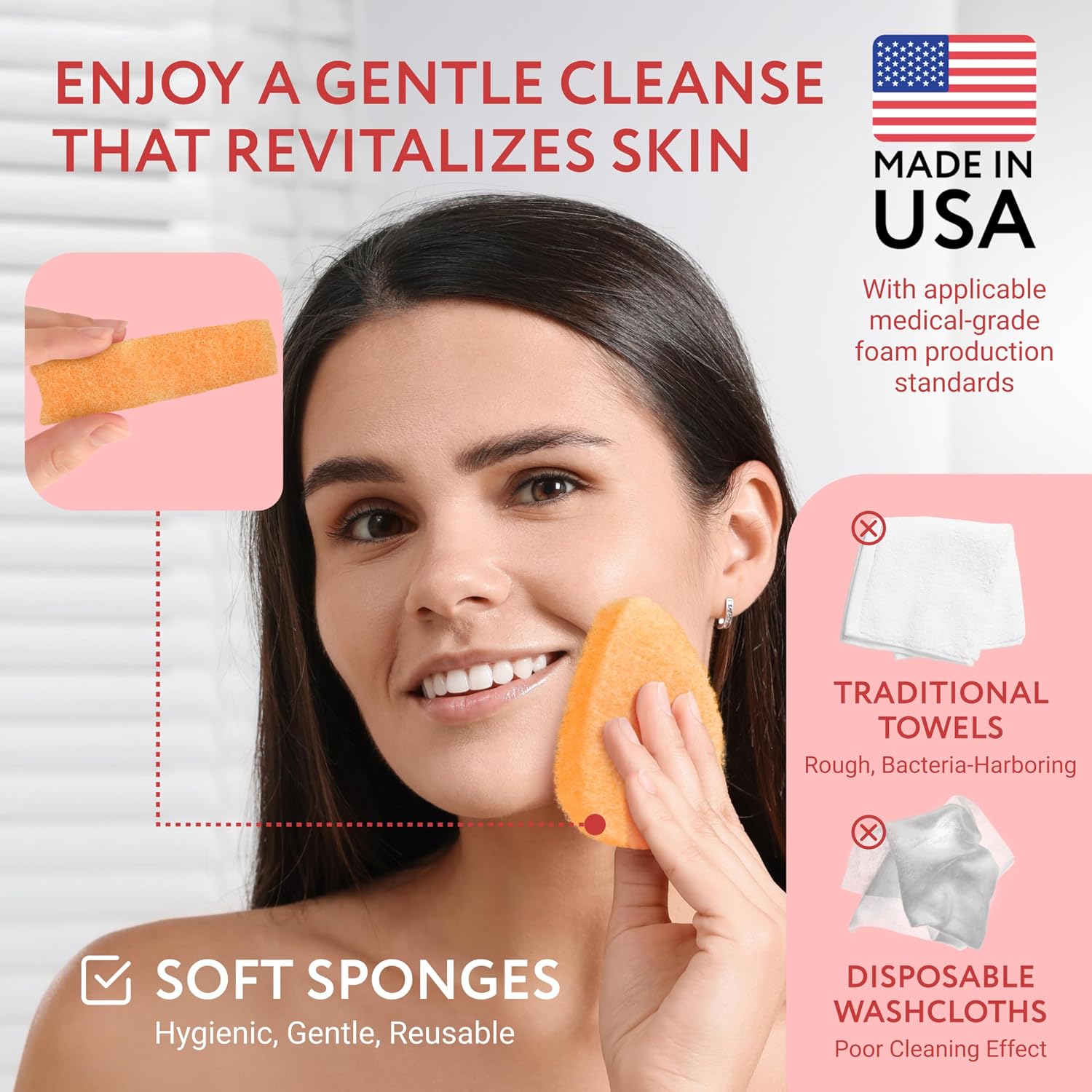 Detalle 2 de IMPRESA IP123185 Facial Sponge, Single-Sided Reusable Exfoliating Pads