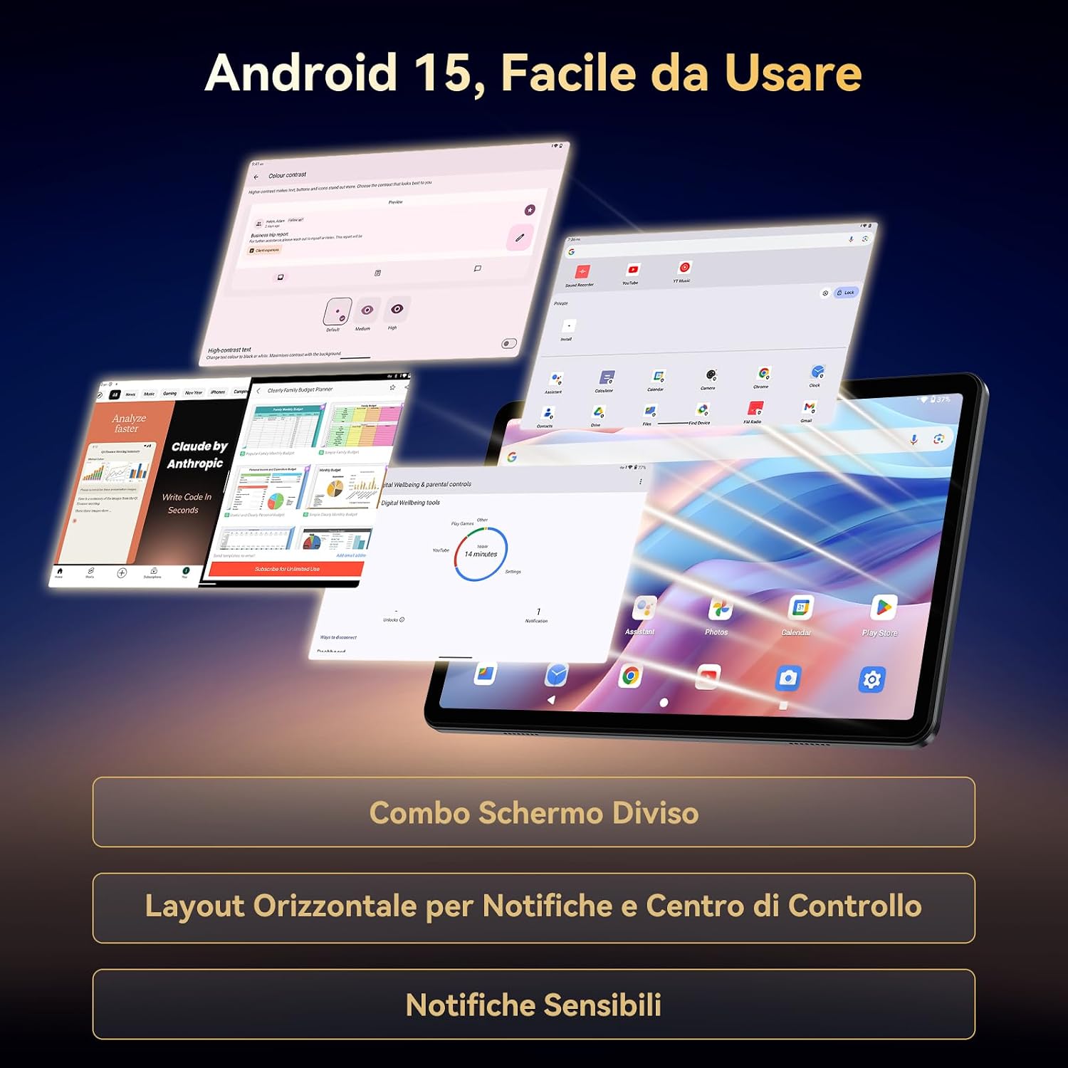 Detalle de TABWEE Tablet con Tastiera e Penna: 18 GB RAM, 128 GB ROM, schermo da 10,1'' e Gemini AI 3.1Pro