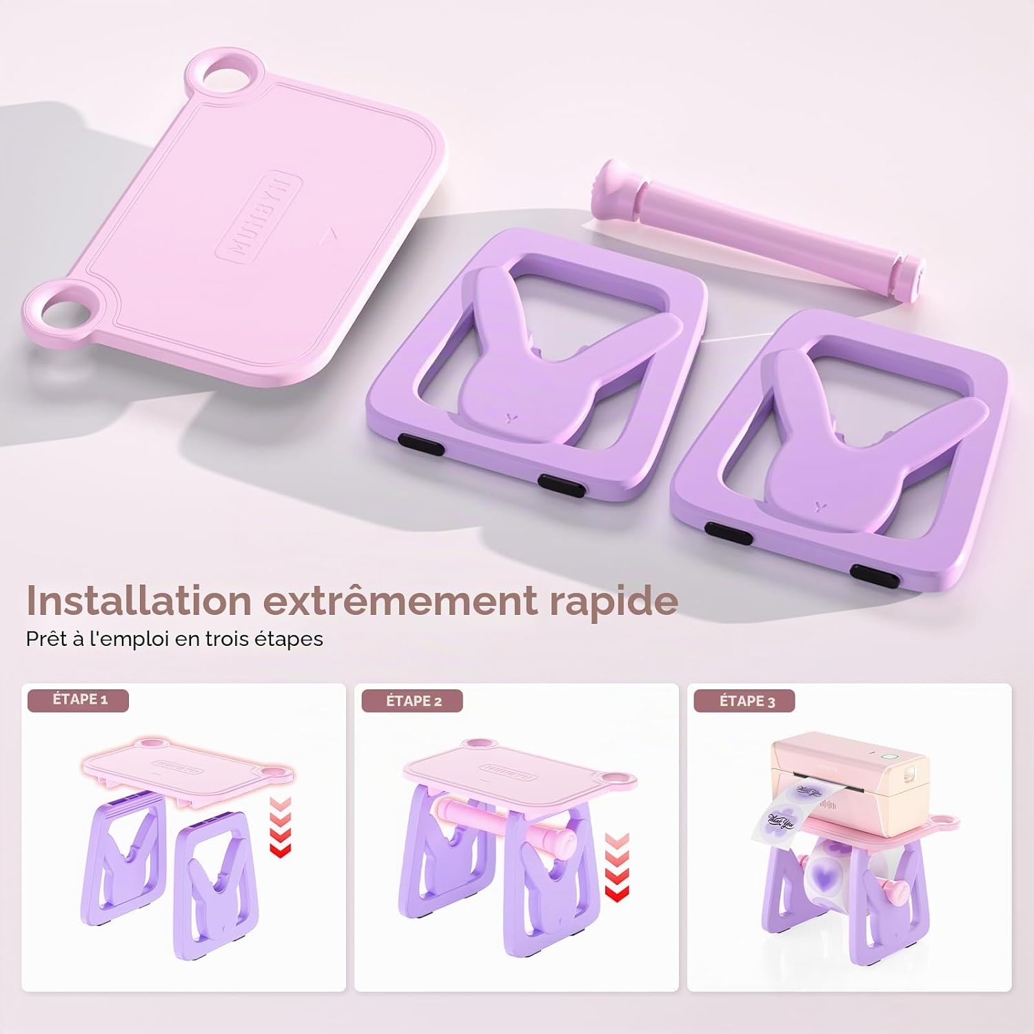 Thumbnail 5 de Nouveau Porte-Étiquettes MUNBYN: Porte-étiquettes et Organiseur pour Imprimantes Thermiques 4x6 (Violet)
