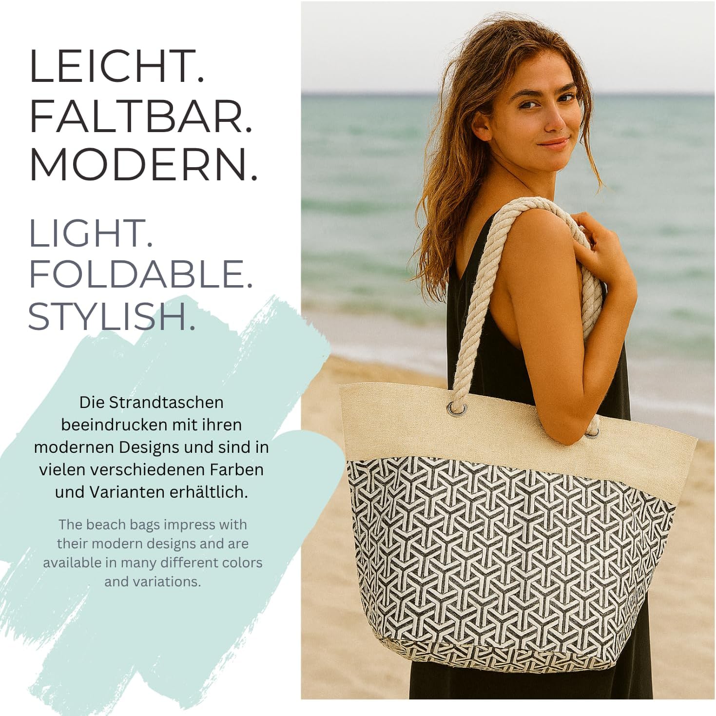 Thumbnail 6 de styleBREAKER Ladies XXL Borsa da spiaggia con motivo Infinity e look metallico