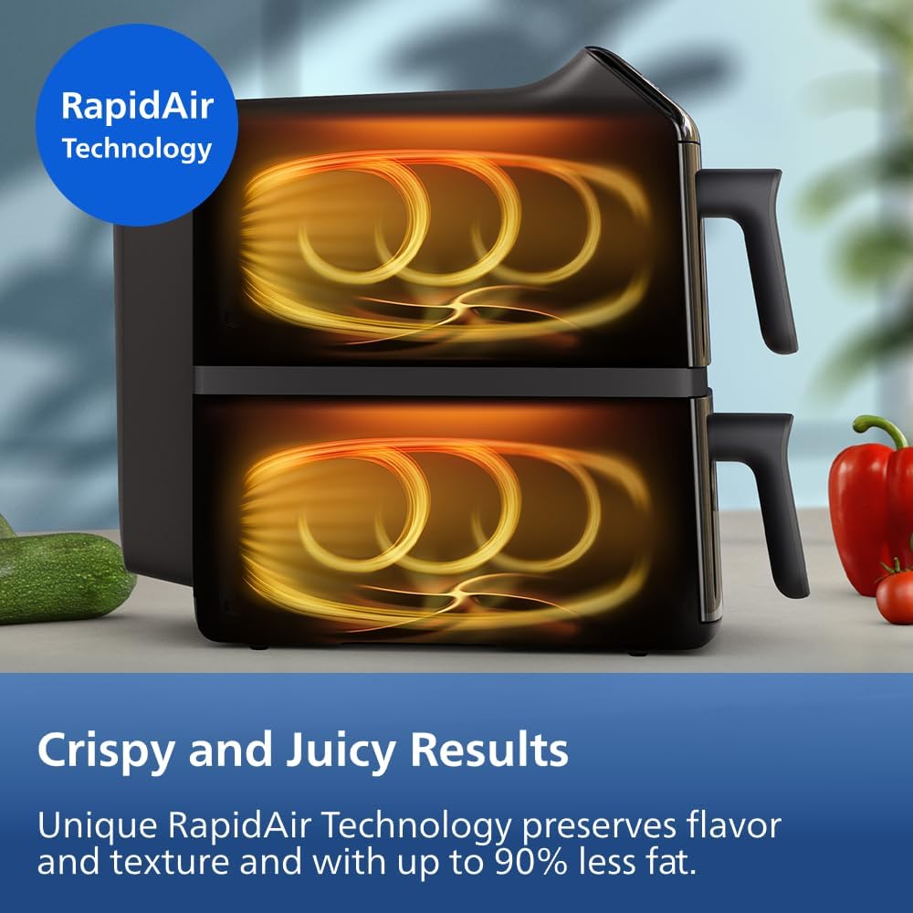 Thumbnail 4 de Philips 4000 Series Stacked Dual Basket Airfryer 10L – RapidAir Tech, 2 Meals at Once