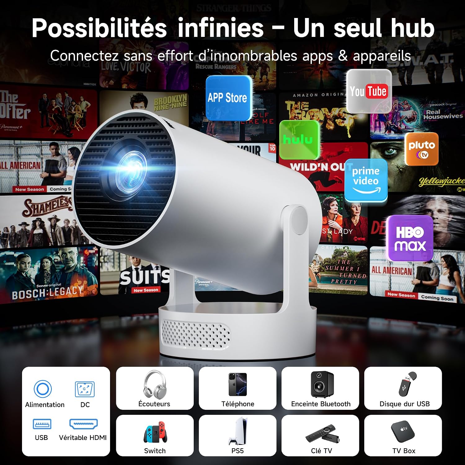 Detalle 2 de Philoent Vidéoprojecteur WiFi/BT Apps intégrées 2026 Upgraded AutoKeystone