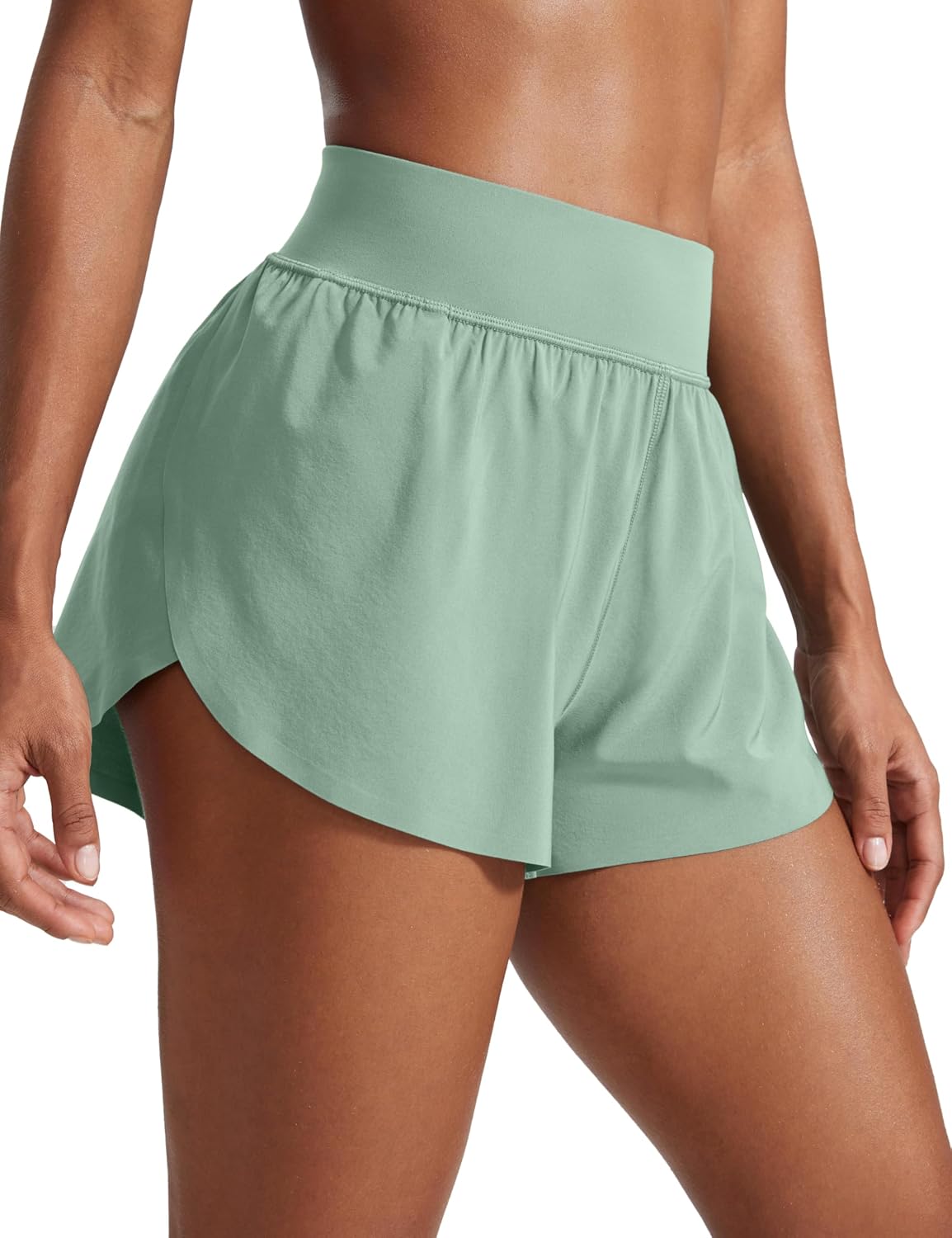 Detalle de CRZ YOGA pantaloncini da corsa con vita alta Dolphin, Feathery-Fit
