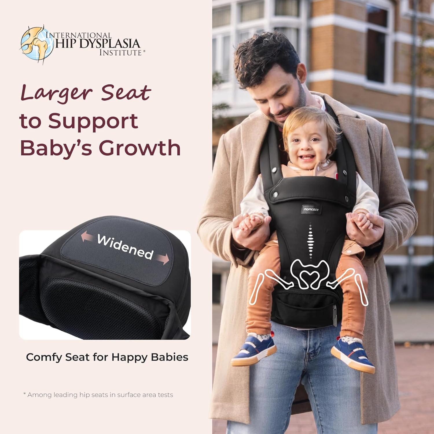 Detalle de Momcozy Baby Carrier with Hip Seat | 2-in-1 Forward-Facing Carrier for Active Babies
