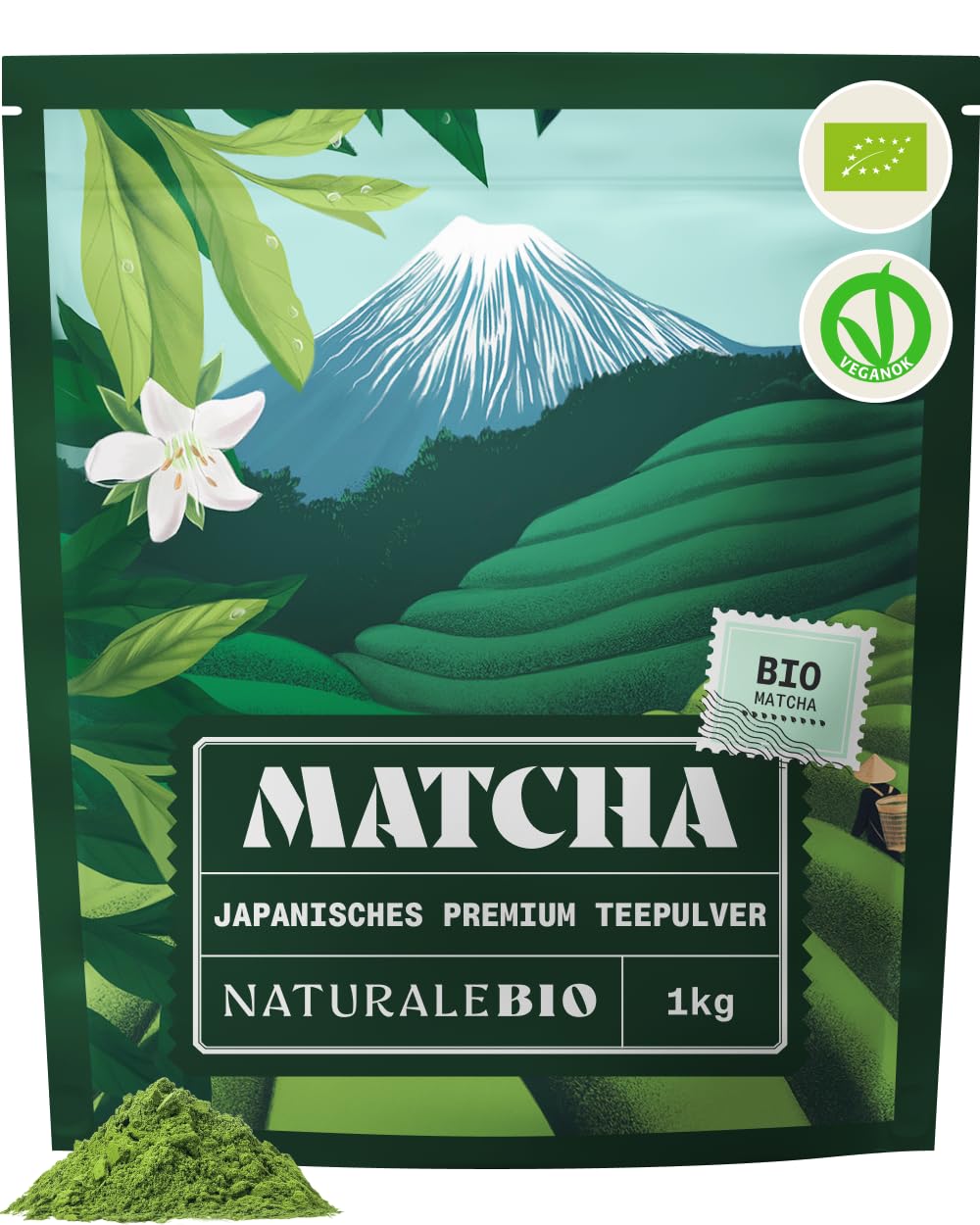Detalle de NaturaleBio Matcha Tee Pulver Bio – Premium-Qualität, 1 kg aus Japan (Uji, Kyoto)