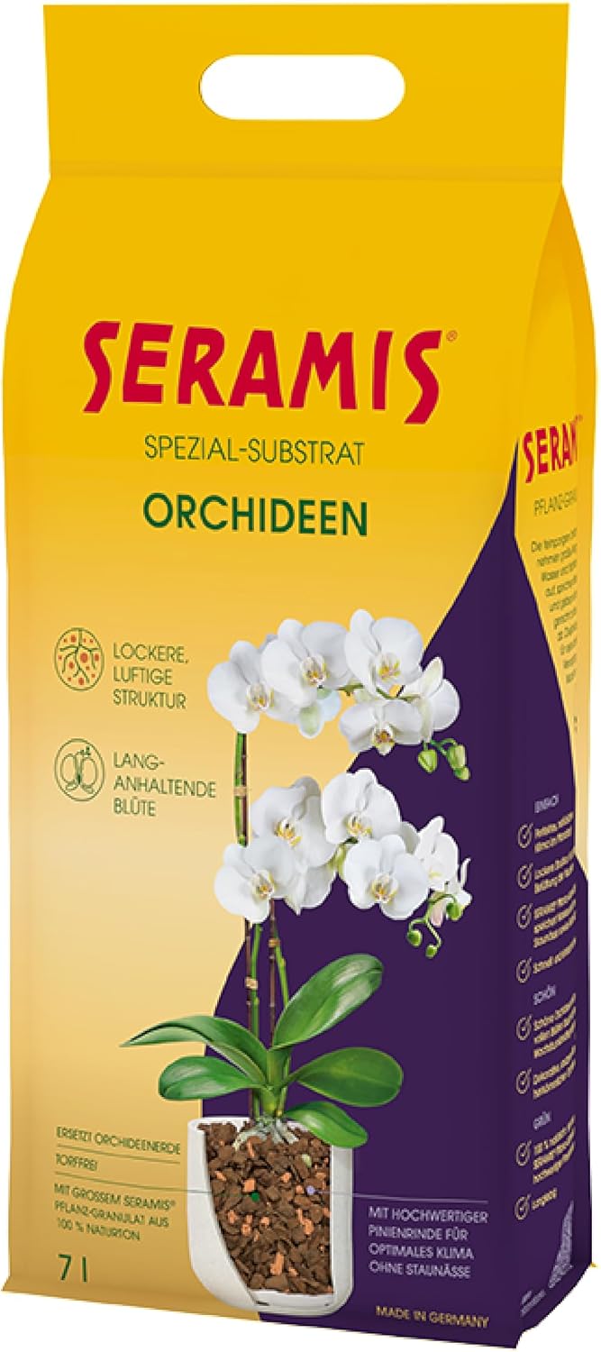 Detalle de Seramis Spezial-Substrat für Orchideen, 7 l – Tongranulat und Pinienrinde für optimale Belüftung und Nährstoffversorgung