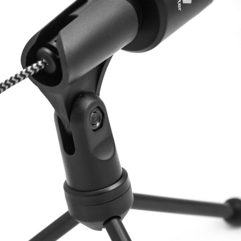 Detalle de Woxter Mic Studio 50, micrófono de condensador con trípode y control de volumen