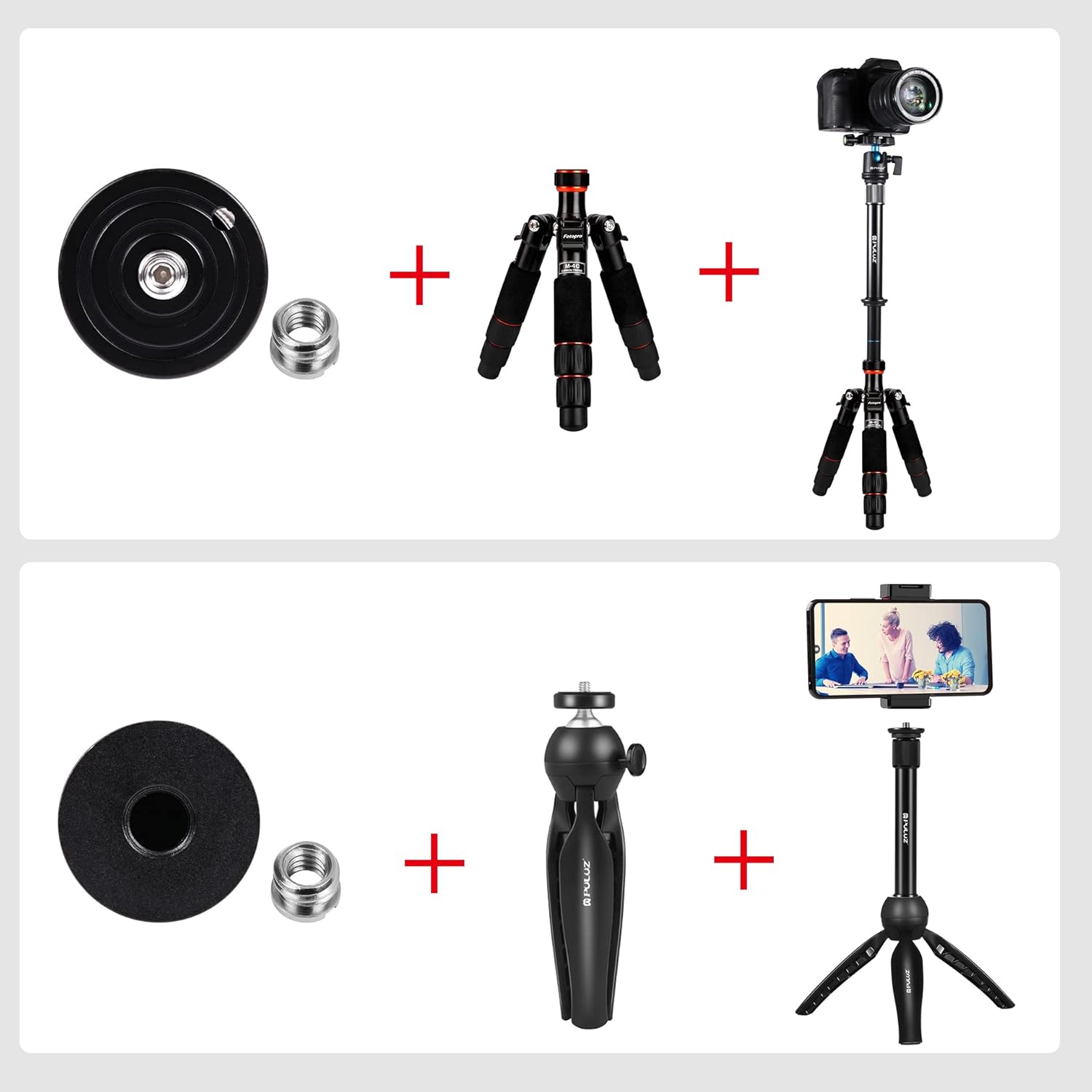 Thumbnail 1 de PULUZ DSLR camera stand extension pole (18.7–31cm) with 1/4 and 3/8 screw adapters