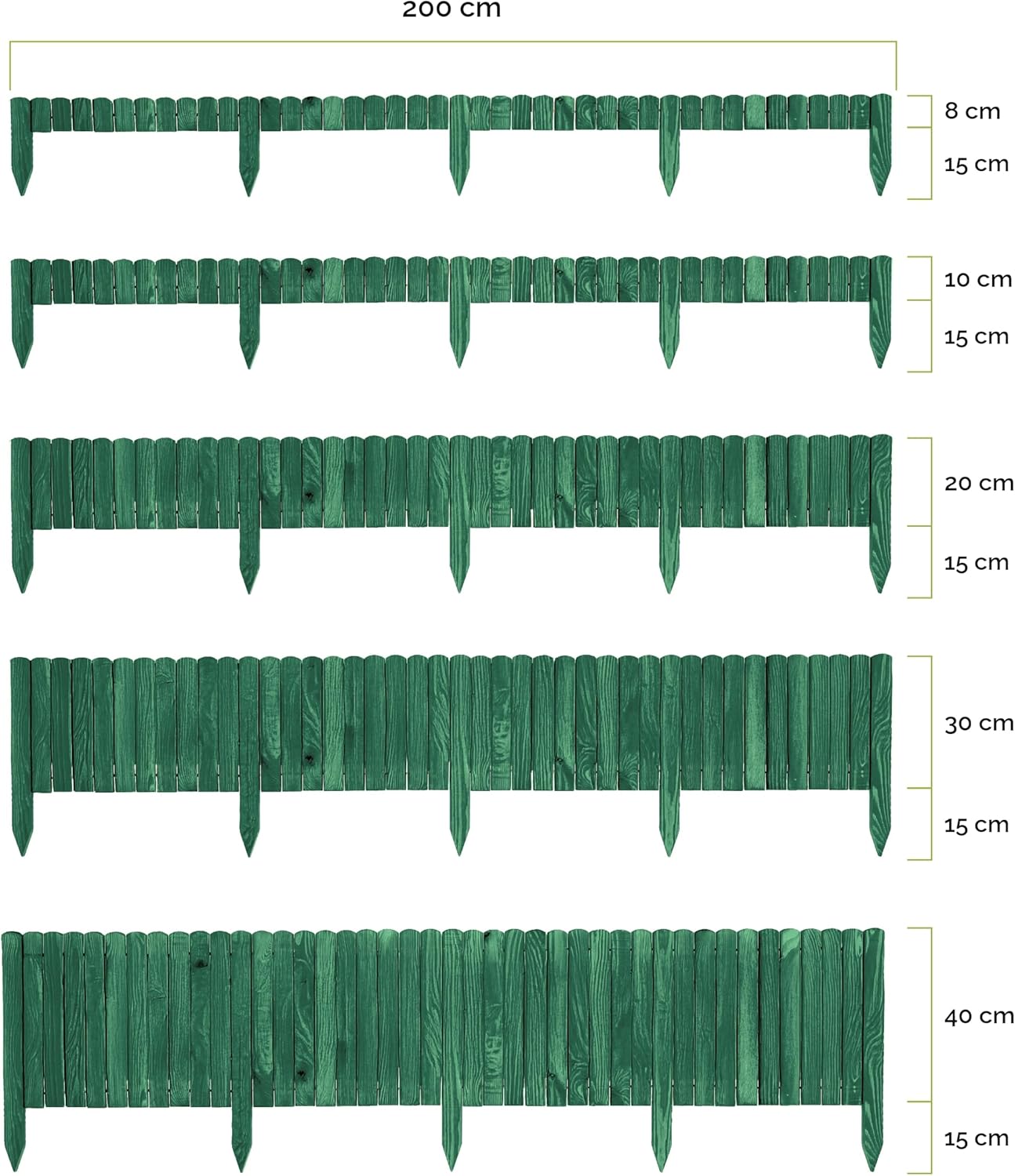 Thumbnail 1 de Garronda Rollborder bordura per aiuole e prato 200 cm, legno flessibile in verde smeraldo (GD-0046)