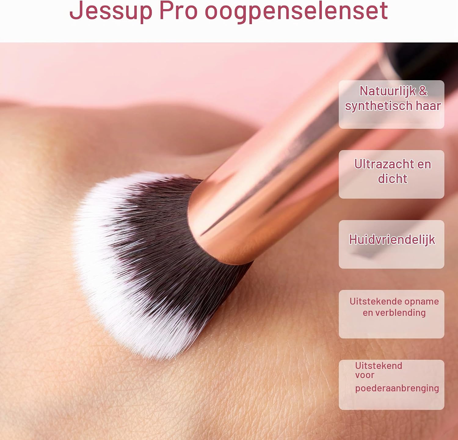 Thumbnail 2 de Jessup T157 oogmake-upkwastenset, 15-delig met houten handgrepen