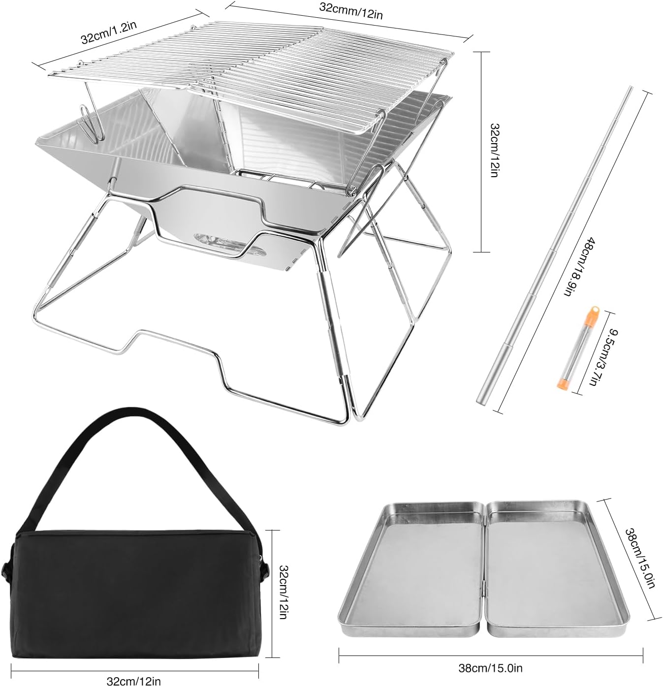 Thumbnail 6 de Portable fire pit grill rack 430 stainless