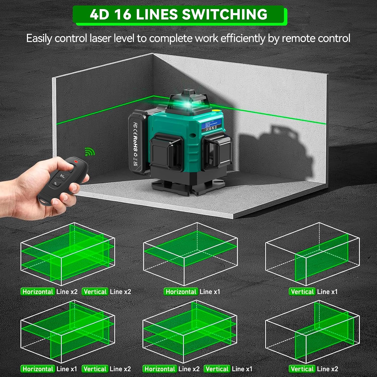 Detalle 2 de Laser 4D 16 linee 360° con treppiede 📐