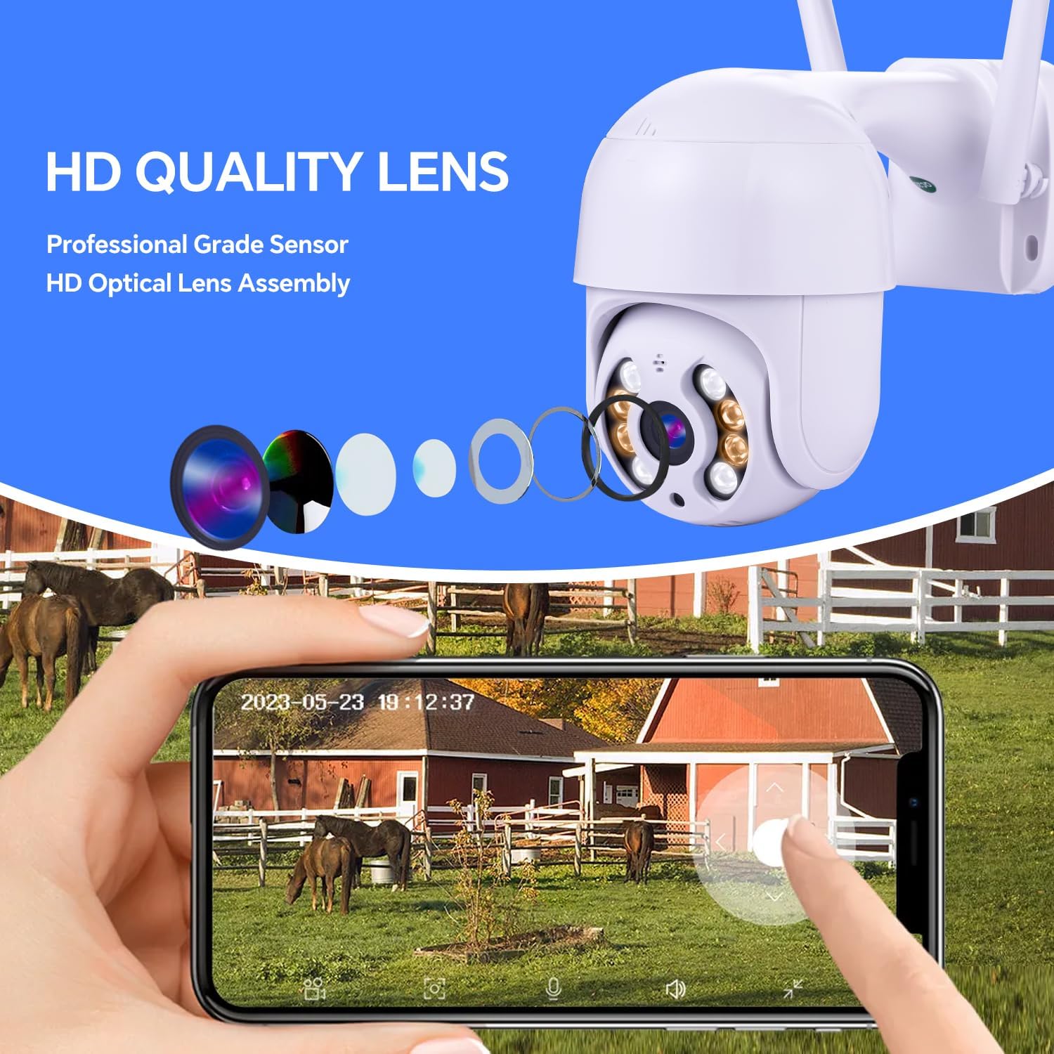 Thumbnail 3 de New Flash 3MP WiFi Security Camera Outdoor with Pan-Tilt 360° view, colour night vision and 2-way audio