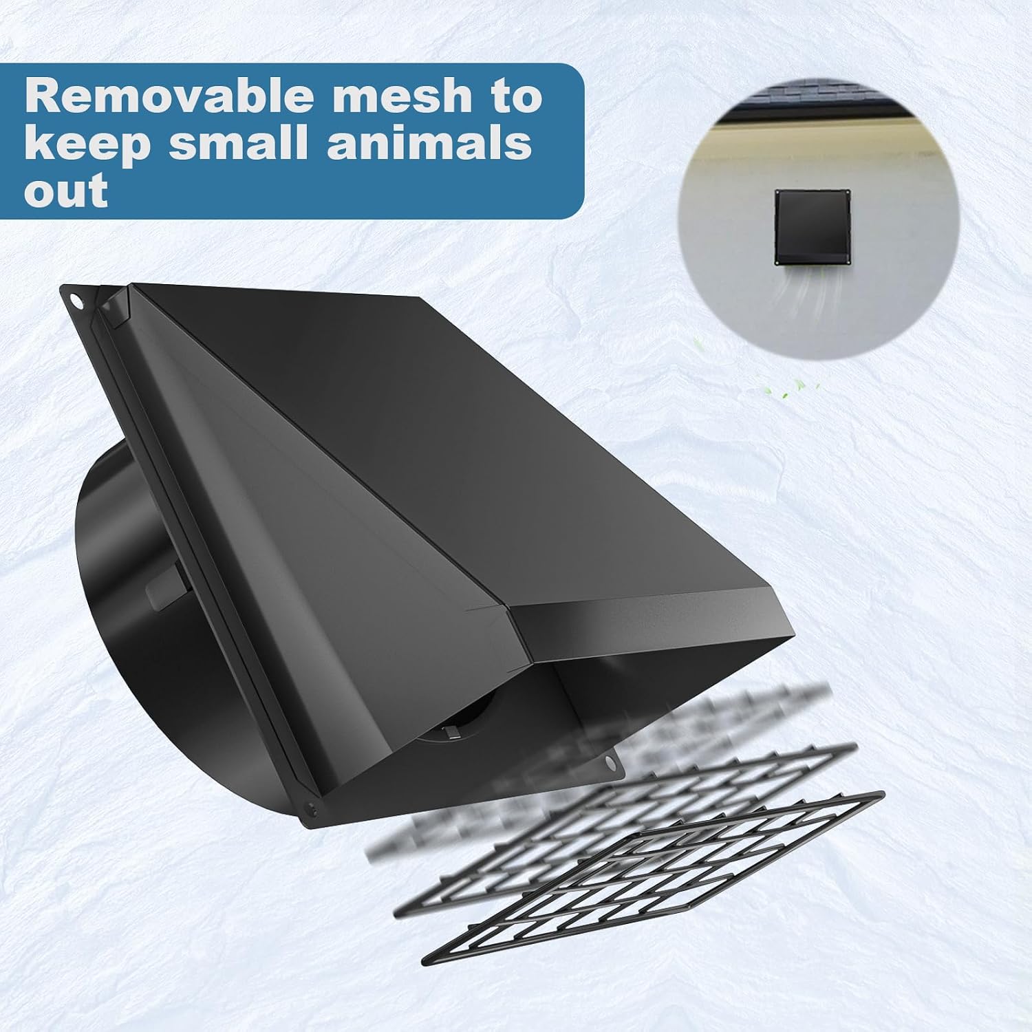Detalle 2 de Hon&Guan 100 mm weerbestendig ventilatierooster met terugslagklep
