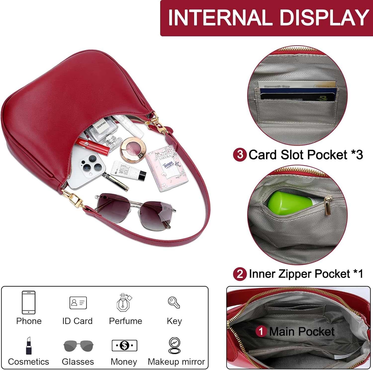 Thumbnail 3 de KKXIU Shoulder Bag for Women: Cute Hobo Purse with Retro Charm and Versatile Straps