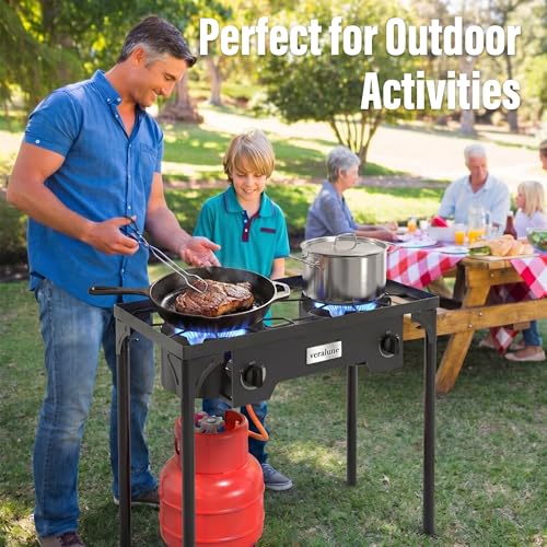 Thumbnail 6 de Veralune 10 kW Gas Hockerkocher – 2 Flammig, 20 PSI Regler, Outdoor, Camping und Notfallkochen