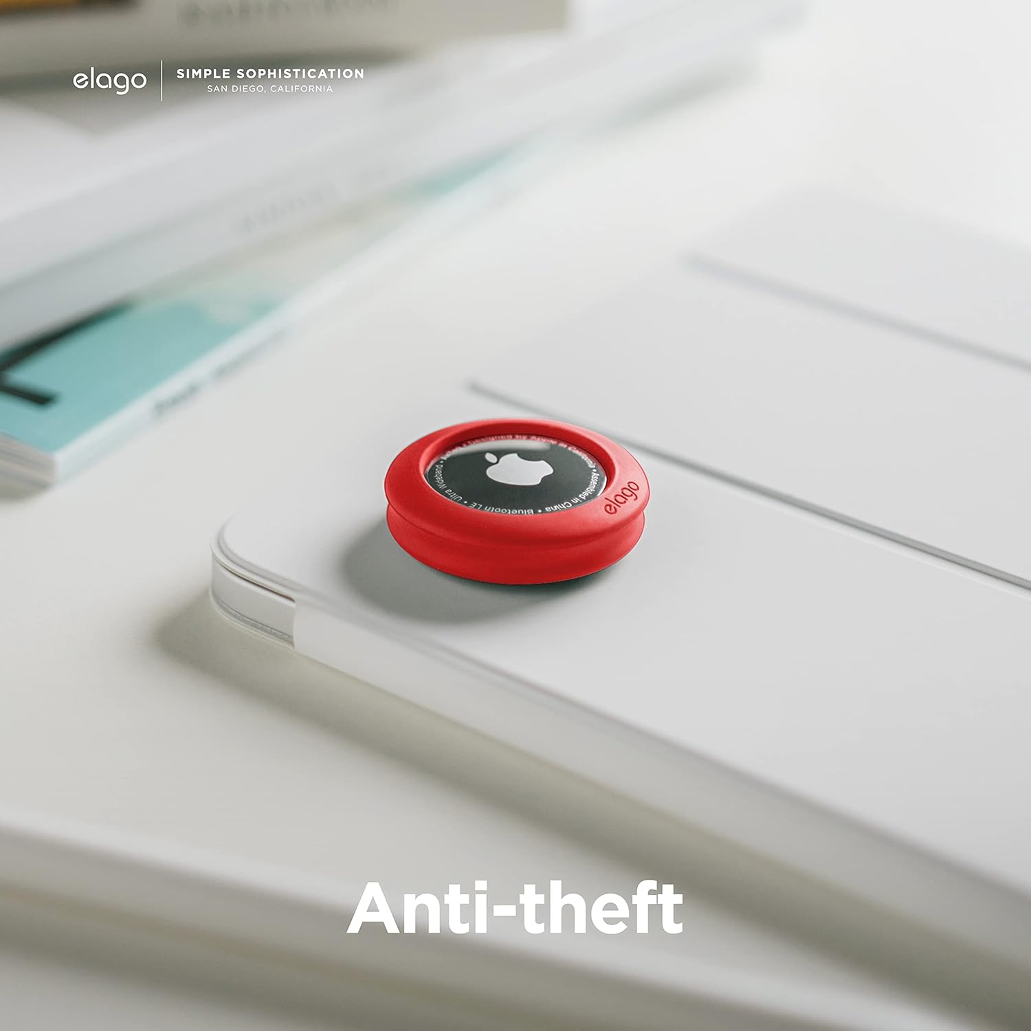 Thumbnail 3 de elago Coque en silicone pour Apple AirTag (2e/1re gén.) avec support adhésif réutilisable – Pack de 2, rouge