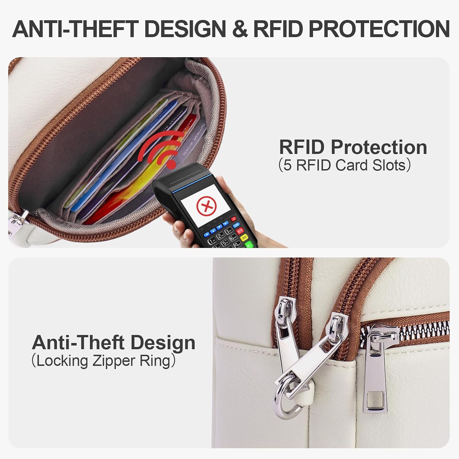 Detalle de Lexiyat Anti-Theft Crossbody Bag for Women – RFID Protected, Vegan Leather Sling
