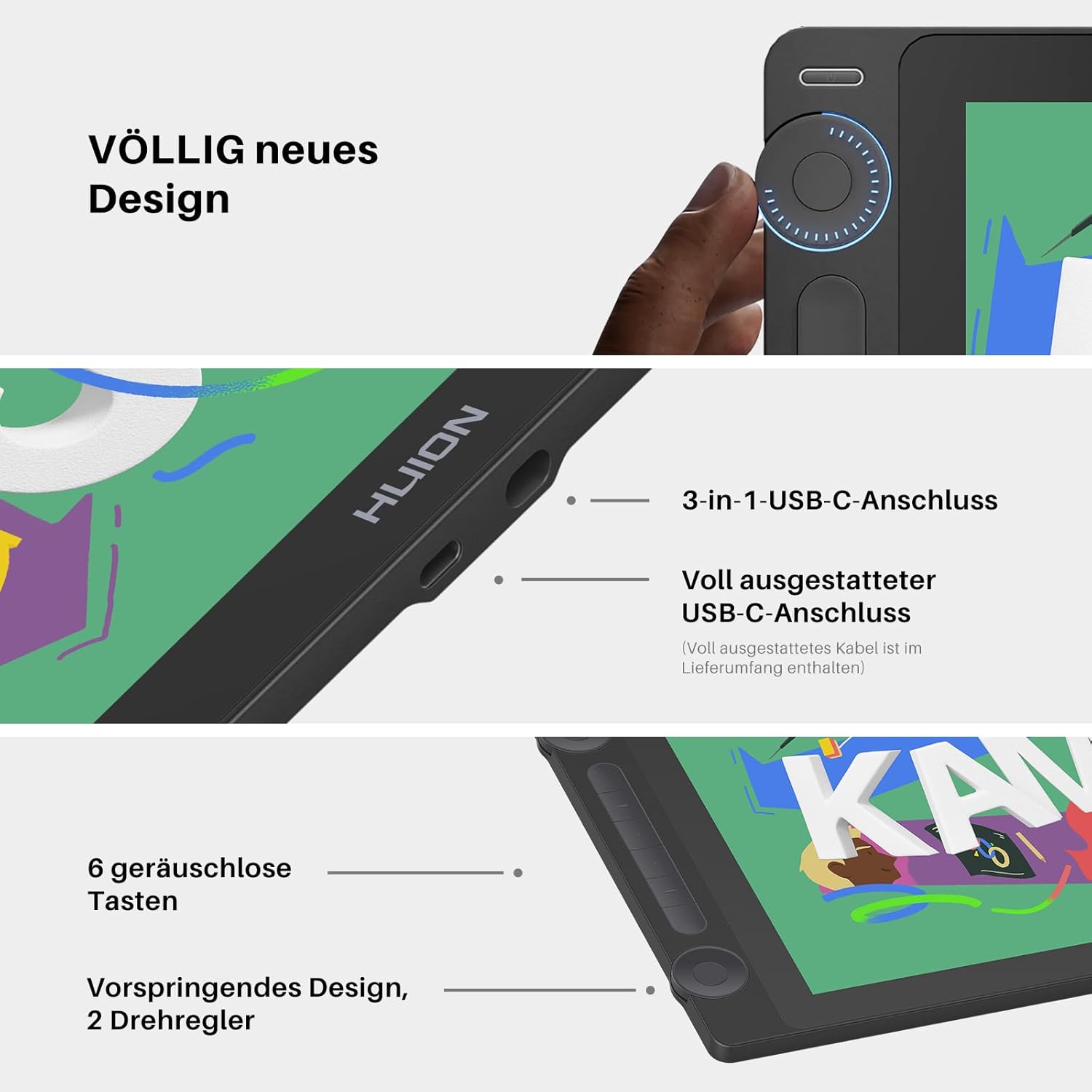 Thumbnail 3 de HUION Kamvas 16 Gen3 Grafiktablett 15,8 Zoll 🎨