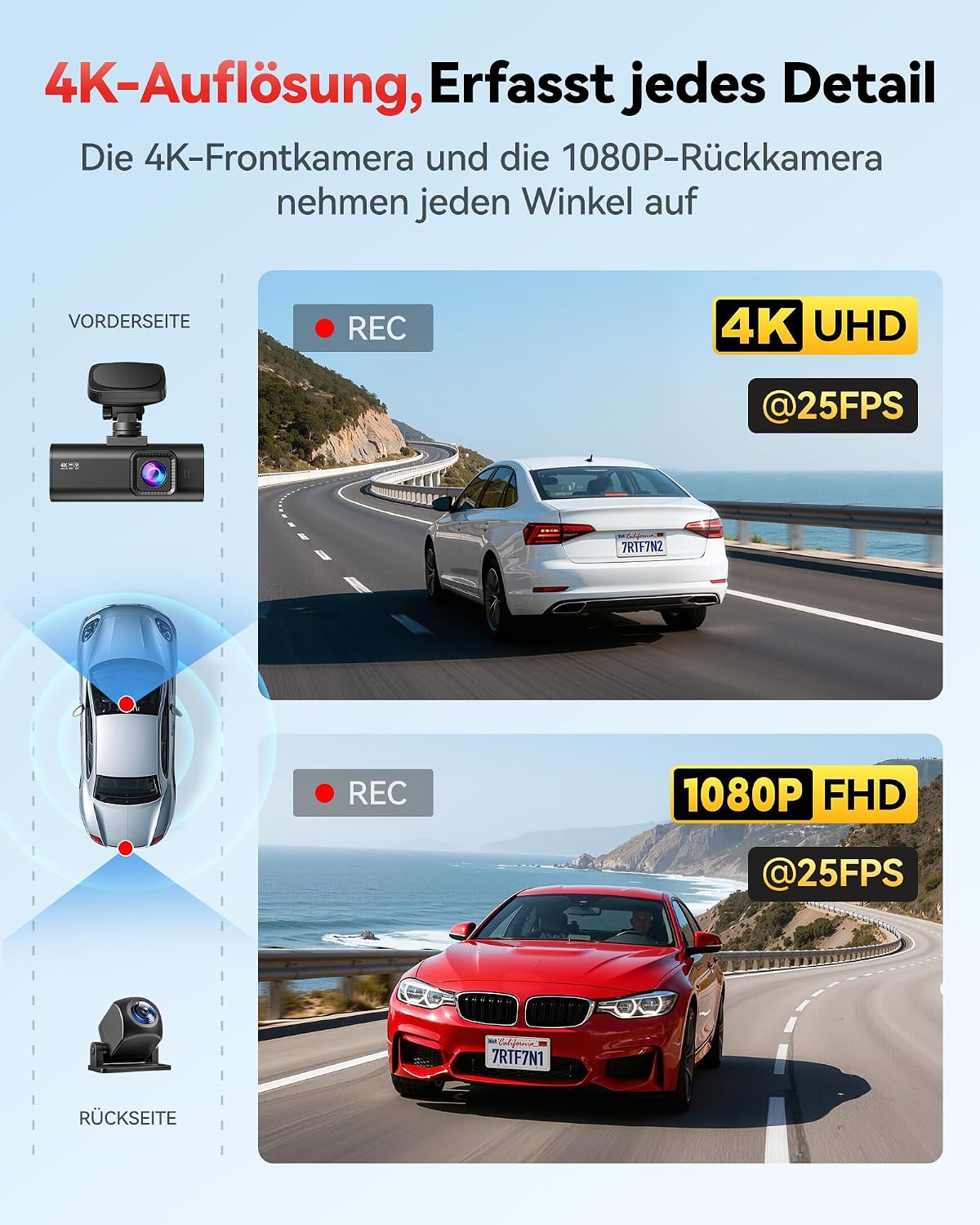 Detalle de REDTIGER F7N 4K Dashcam mit 64G Karte
