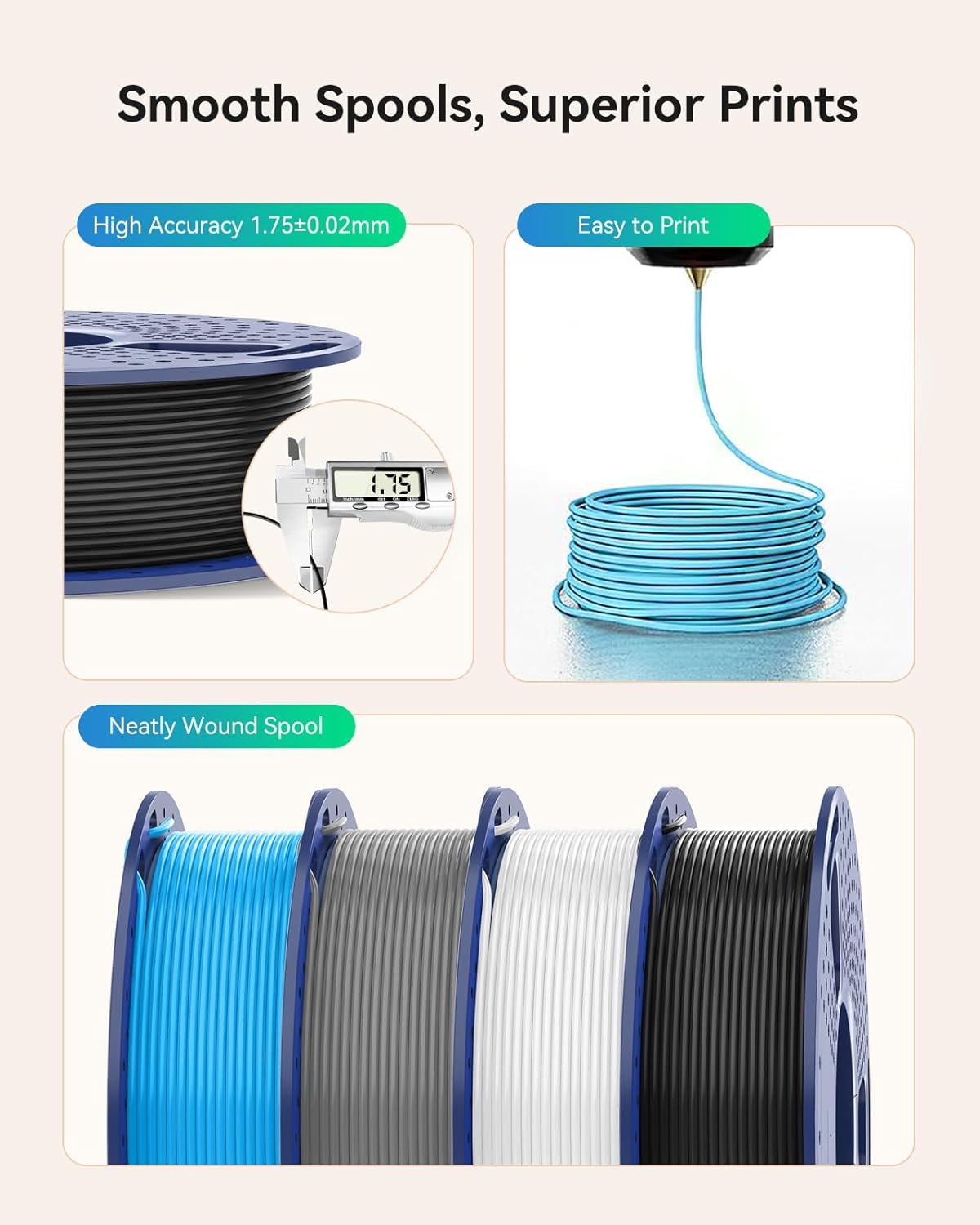 Thumbnail 6 de SUNLU PLA+ 2.0 Filament Bundle (1.75mm) – 16-Color 250g Spools for Beginners