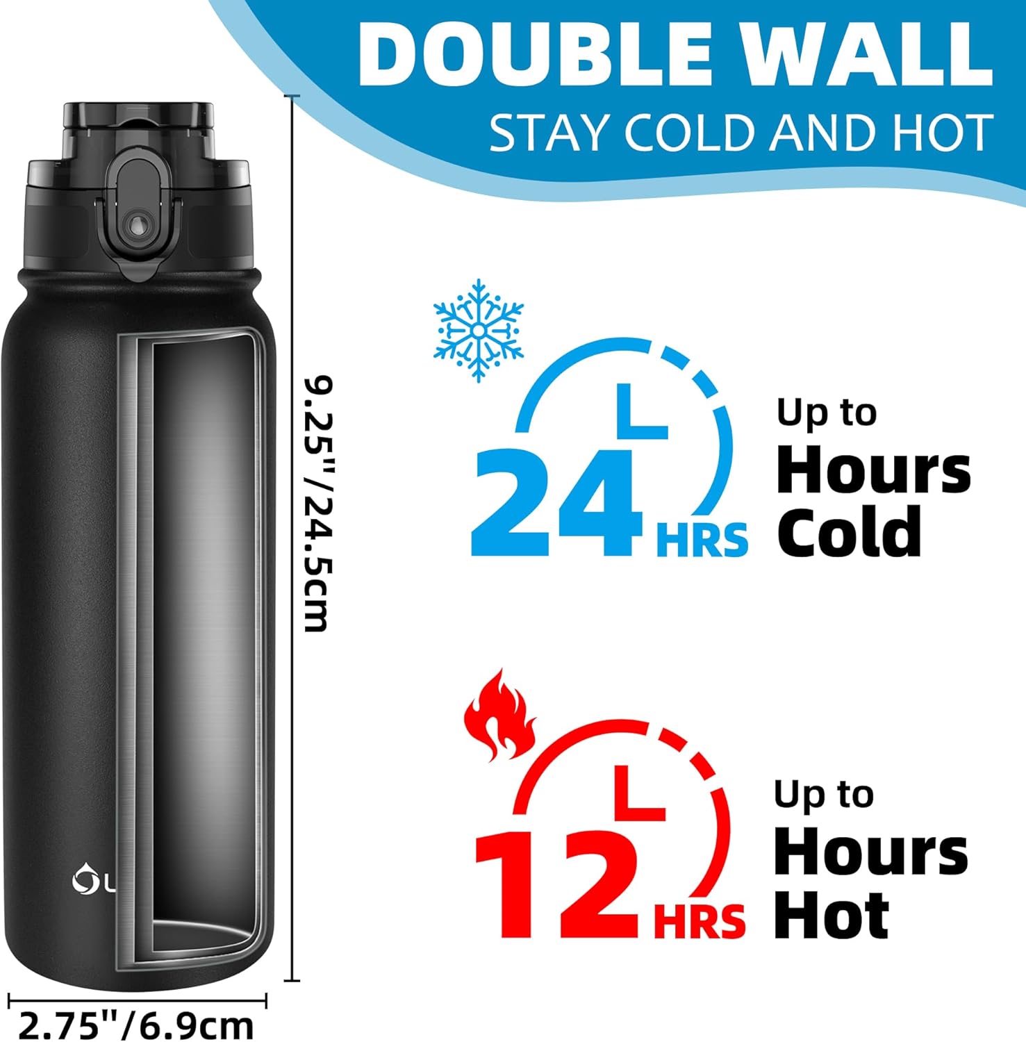 Thumbnail 3 de OLDLEY 600ml Stainless Steel Water Bottle – Double Walled, Leakproof and BPA Free