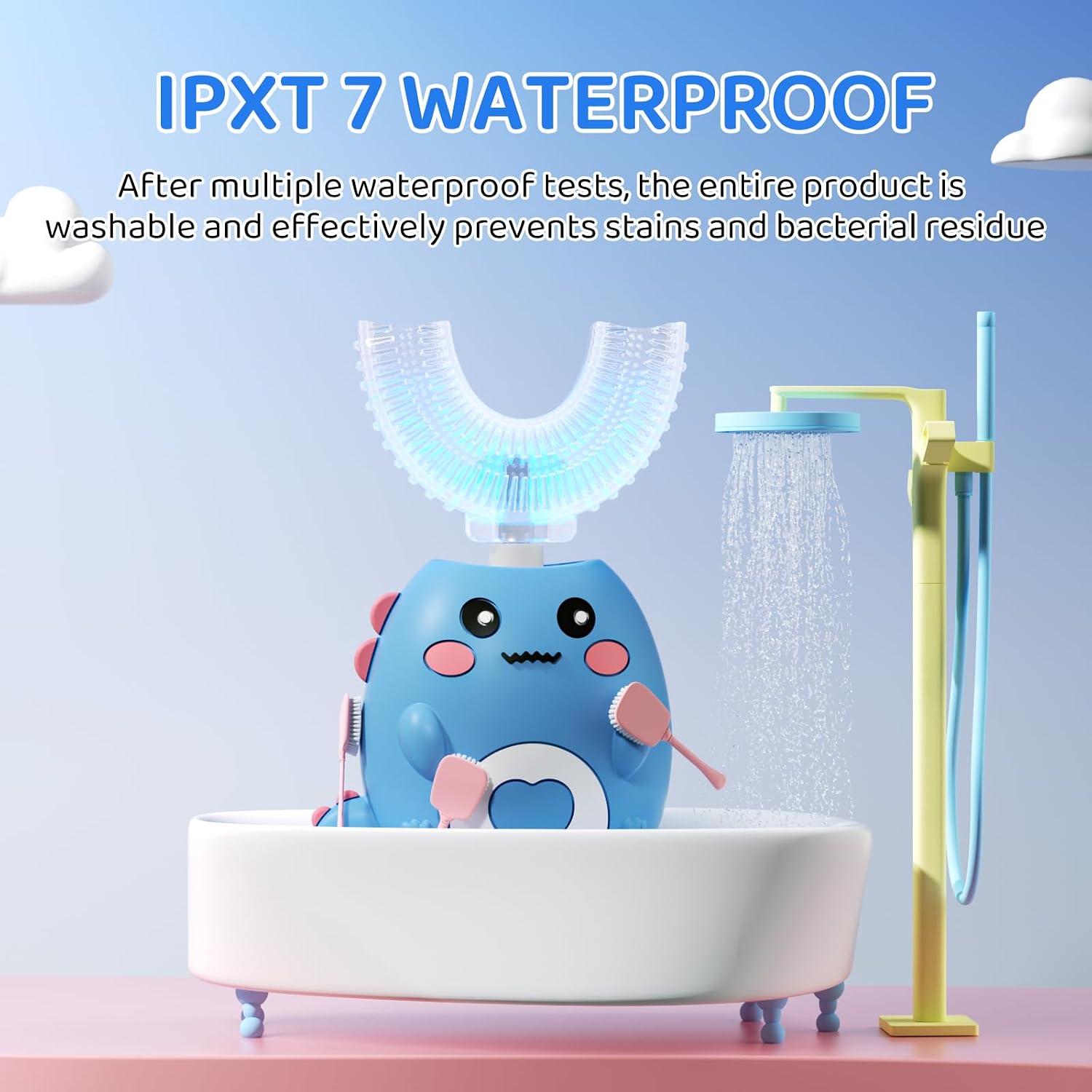 Detalle de Lwalaneng Kids U Shaped Electric Toothbrush with 3 Cleaning Modes and 4 Brush Heads