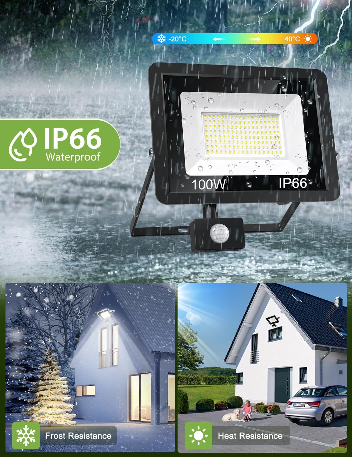 Thumbnail 4 de 100W Outdoor Motion Sensor Security Light with Remote Control