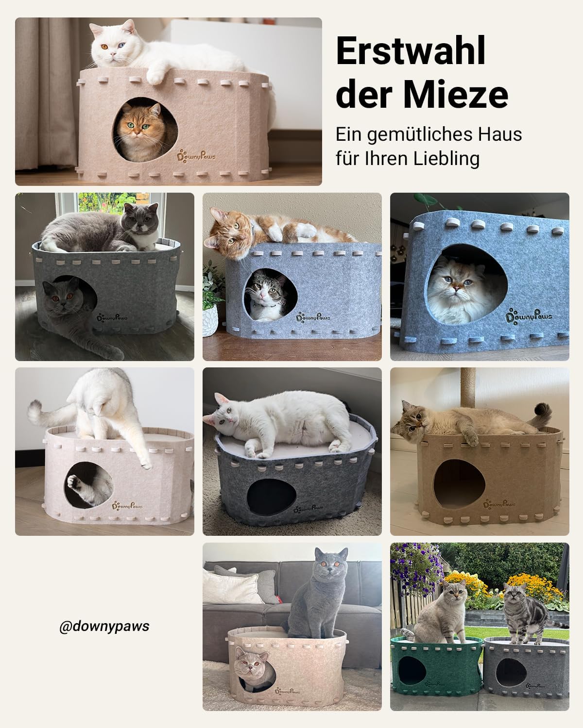 Detalle 2 de DownyPaws Katzenhöhle Filz 58 x 33 cm