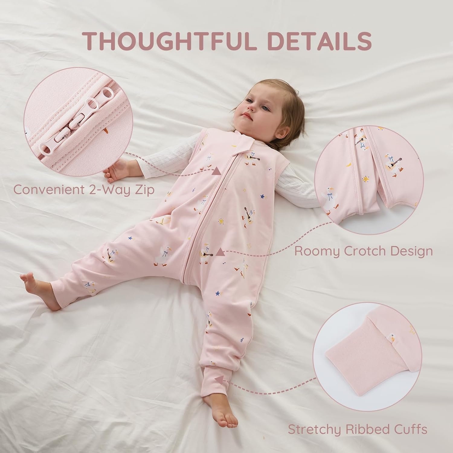 Detalle de Mosebears 1.0 TOG Cotton Baby Sleeping Bag (2-3 Years) – Soft, Safe Sleep Sack for Spring & Autumn