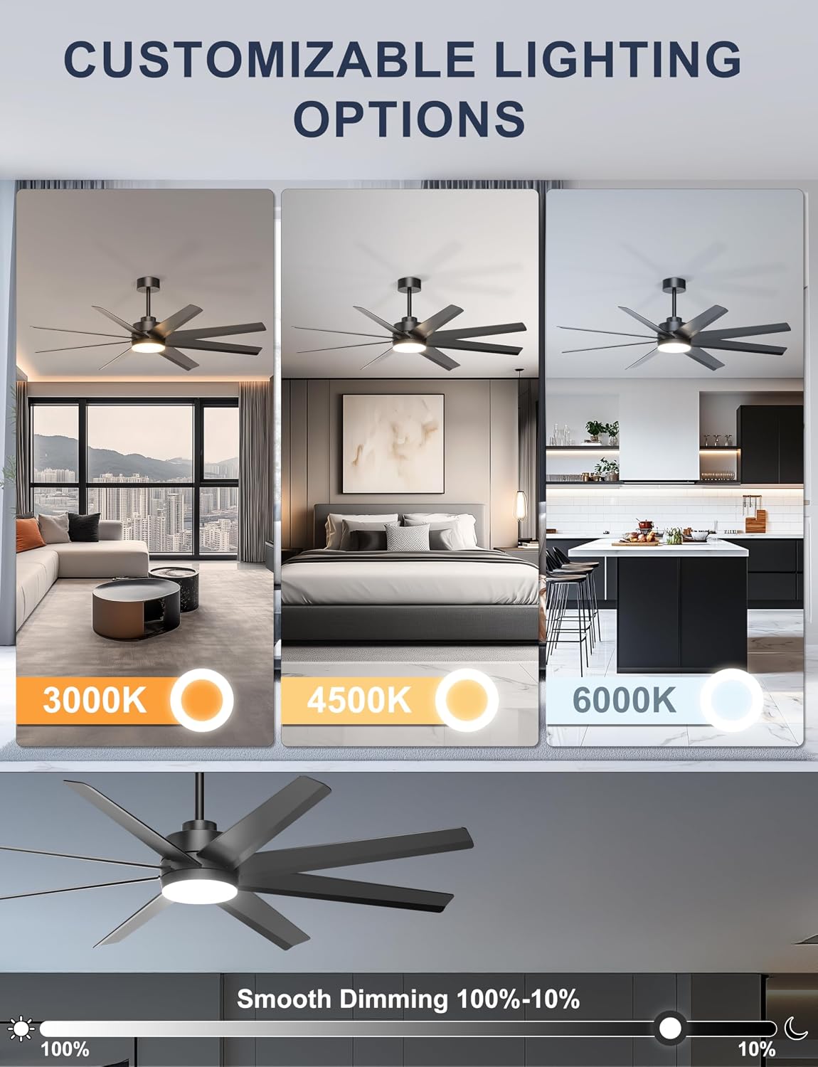 Detalle 2 de Ohniyou Ceiling Fan with Light, 60-inch