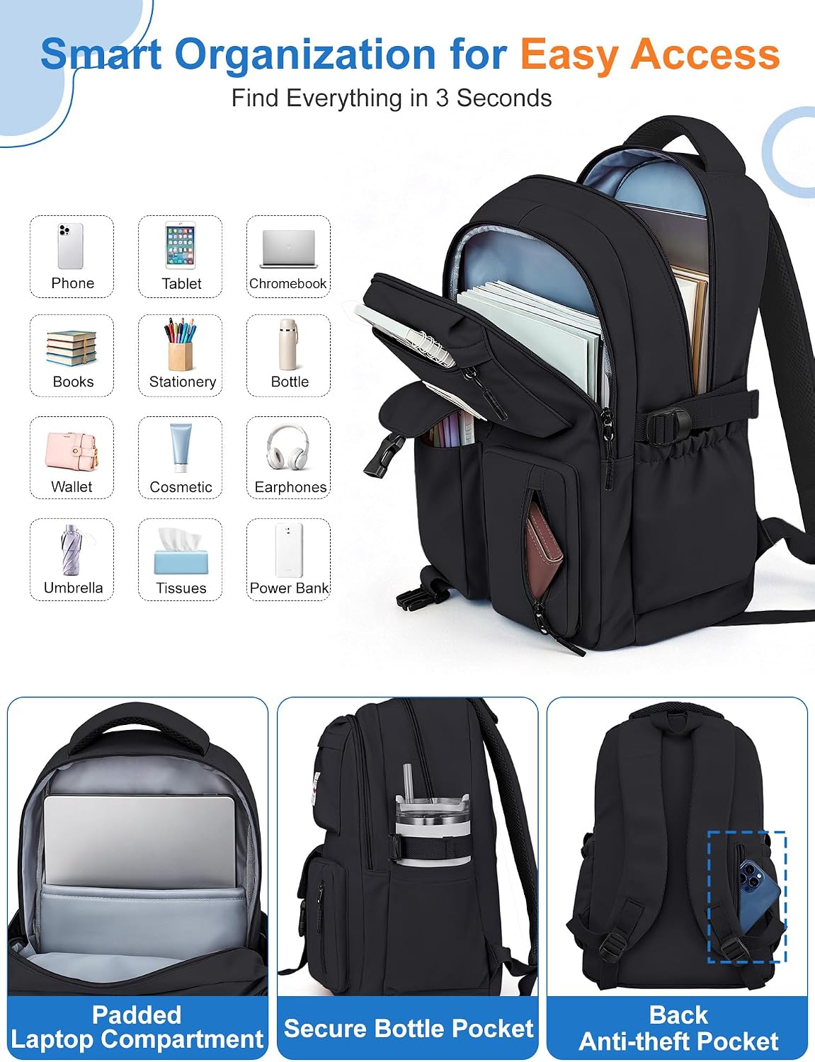Detalle 2 de FIORETTO Lightweight School Backpack for Women