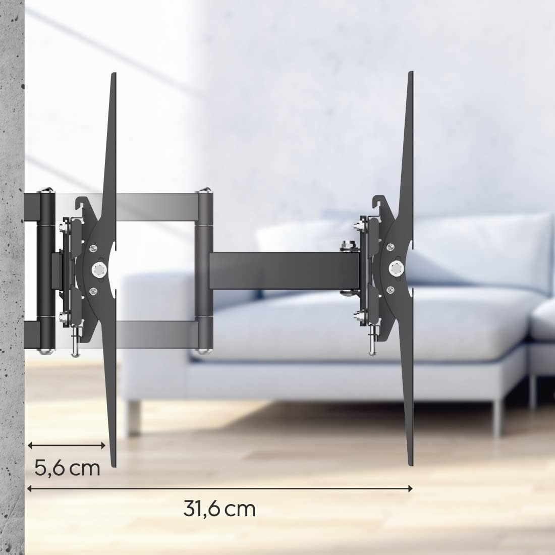 Thumbnail 4 de Hama Fullmotion TV Wall Bracket (Tilt & Swivel) for 19–48" TVs | VESA up to 200x200 | Up to 20kg | Black